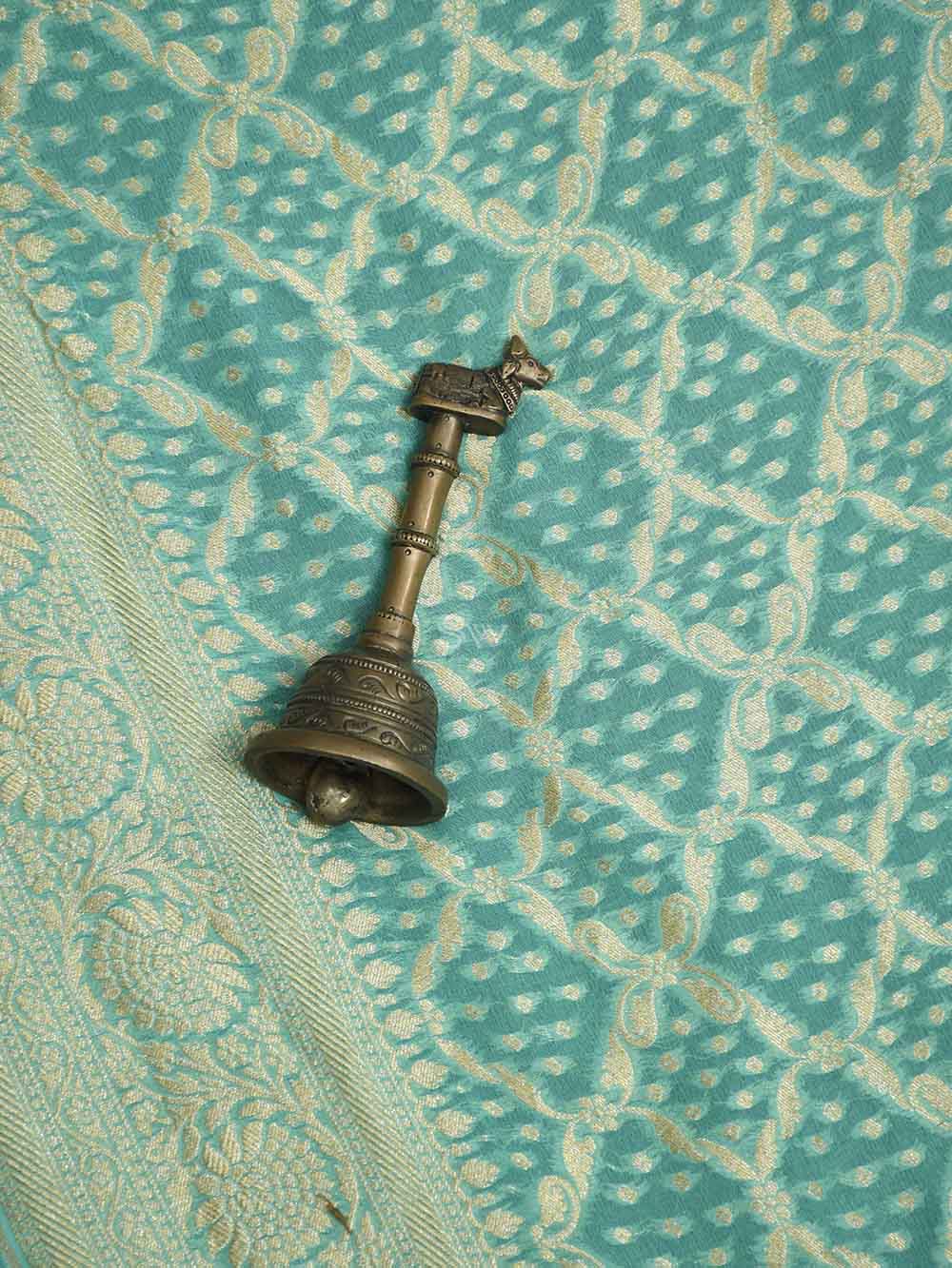 Sea Green Jaal Khaddi Georgette Handloom Banarasi Saree - Sacred Weaves