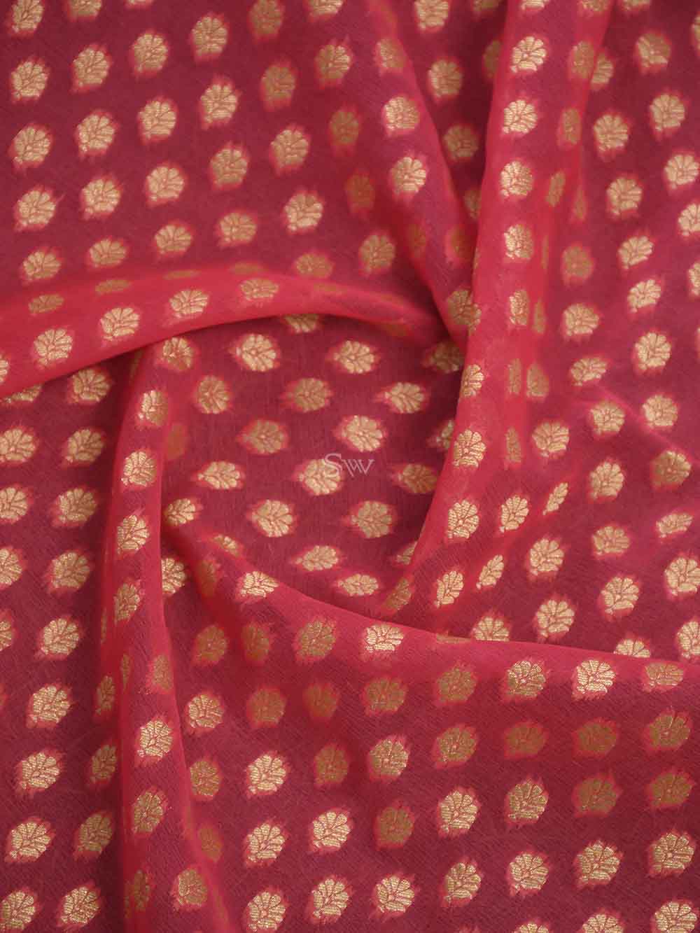 Pink Booti Georgette Handloom Banarasi Saree - Sacred Weaves