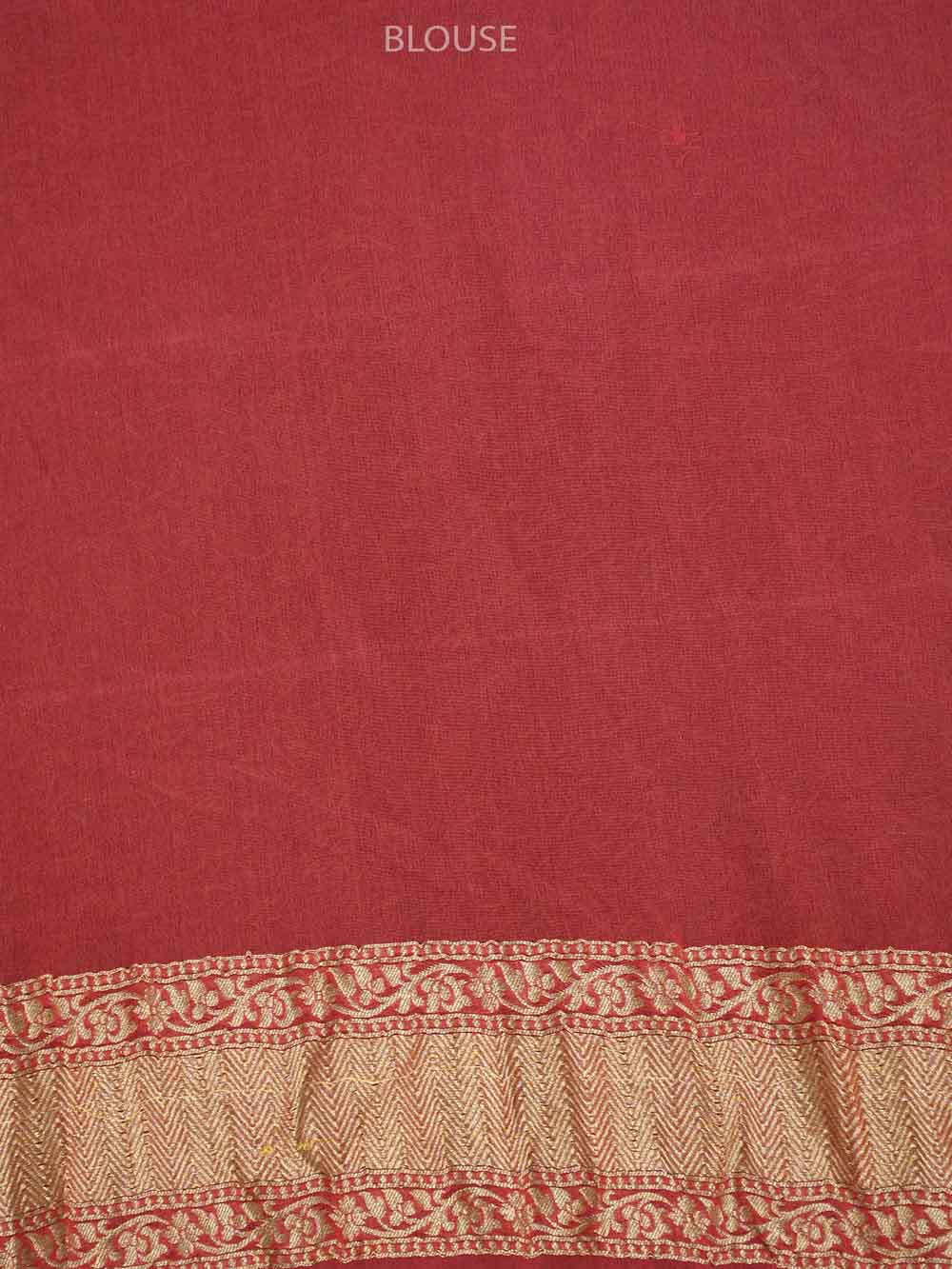 Pink Booti Georgette Handloom Banarasi Saree - Sacred Weaves