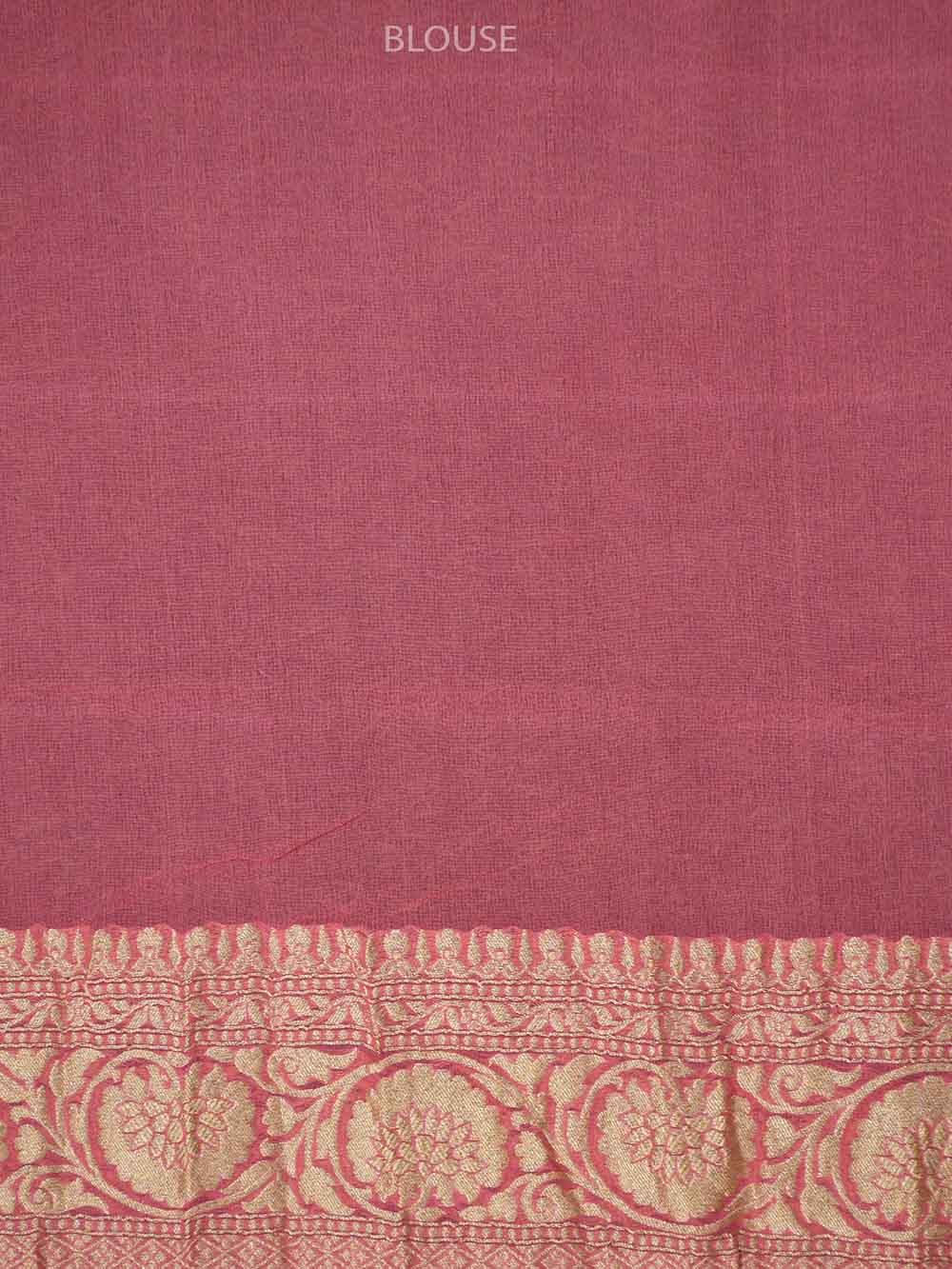 Pink Jaal Khaddi Georgette Handloom Banarasi Saree - Sacred Weaves