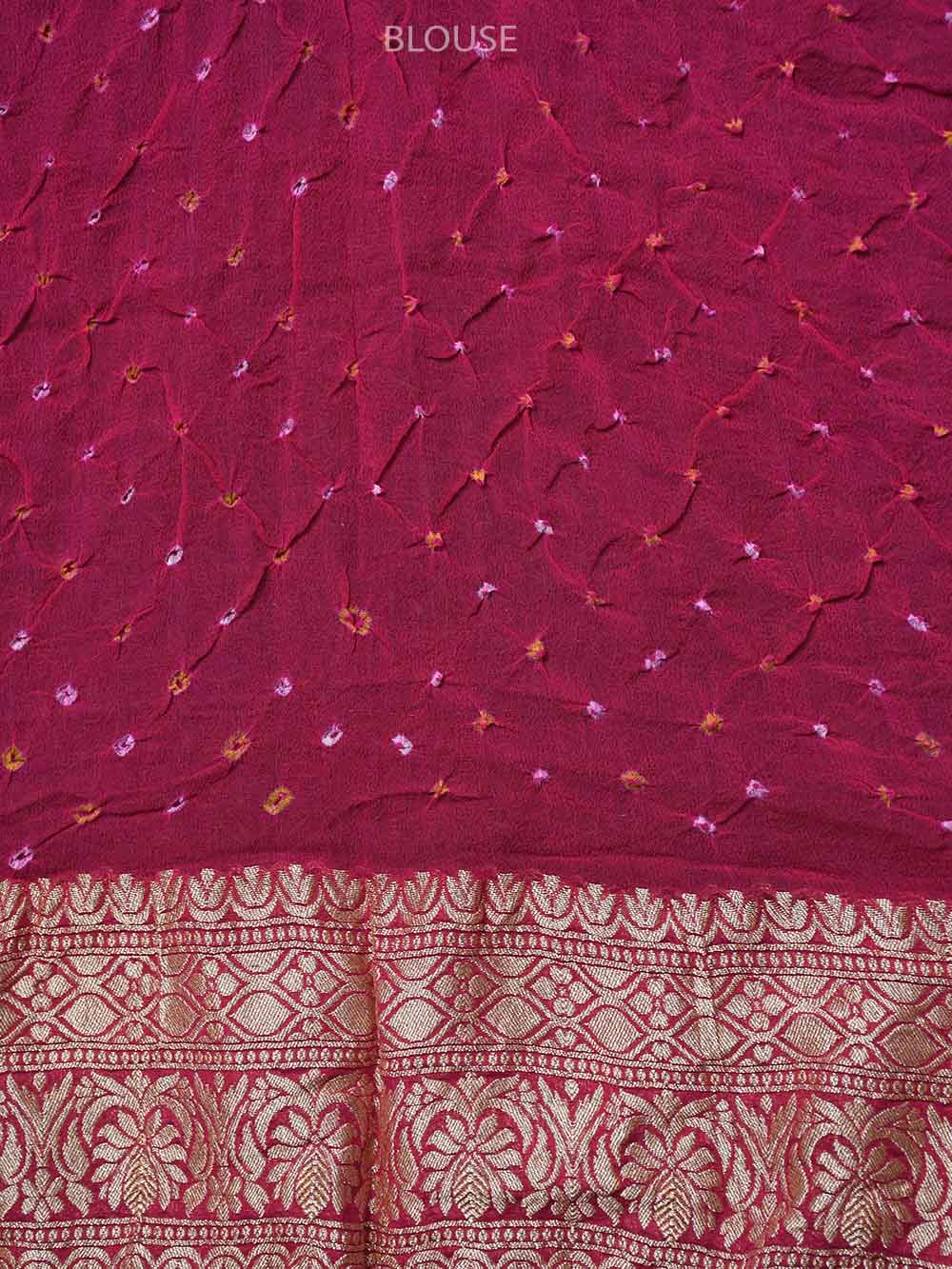 Pink Bandhani Khaddi Georgette Handloom Banarasi Saree - Sacred Weaves