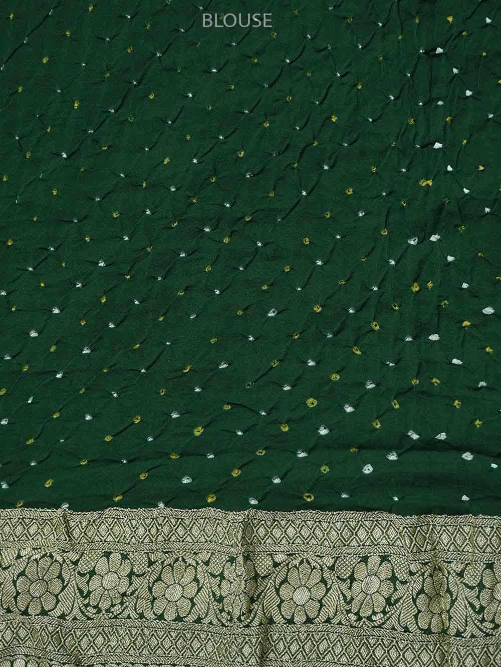 Bottle Green Bandhani Khaddi Georgette Handloom Banarasi Saree - Sacred Weaves