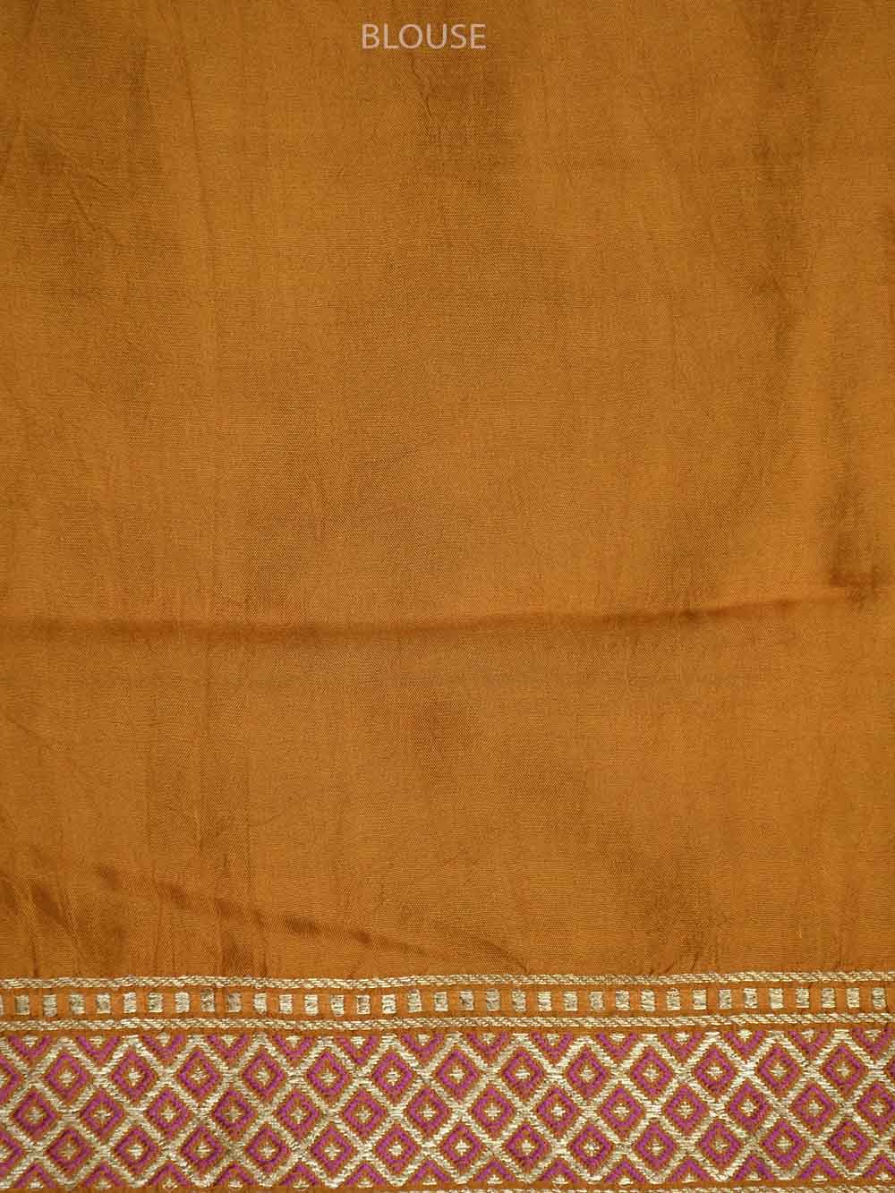 Mustard Tussar Silk Handloom Banarasi Saree - Sacred Weaves