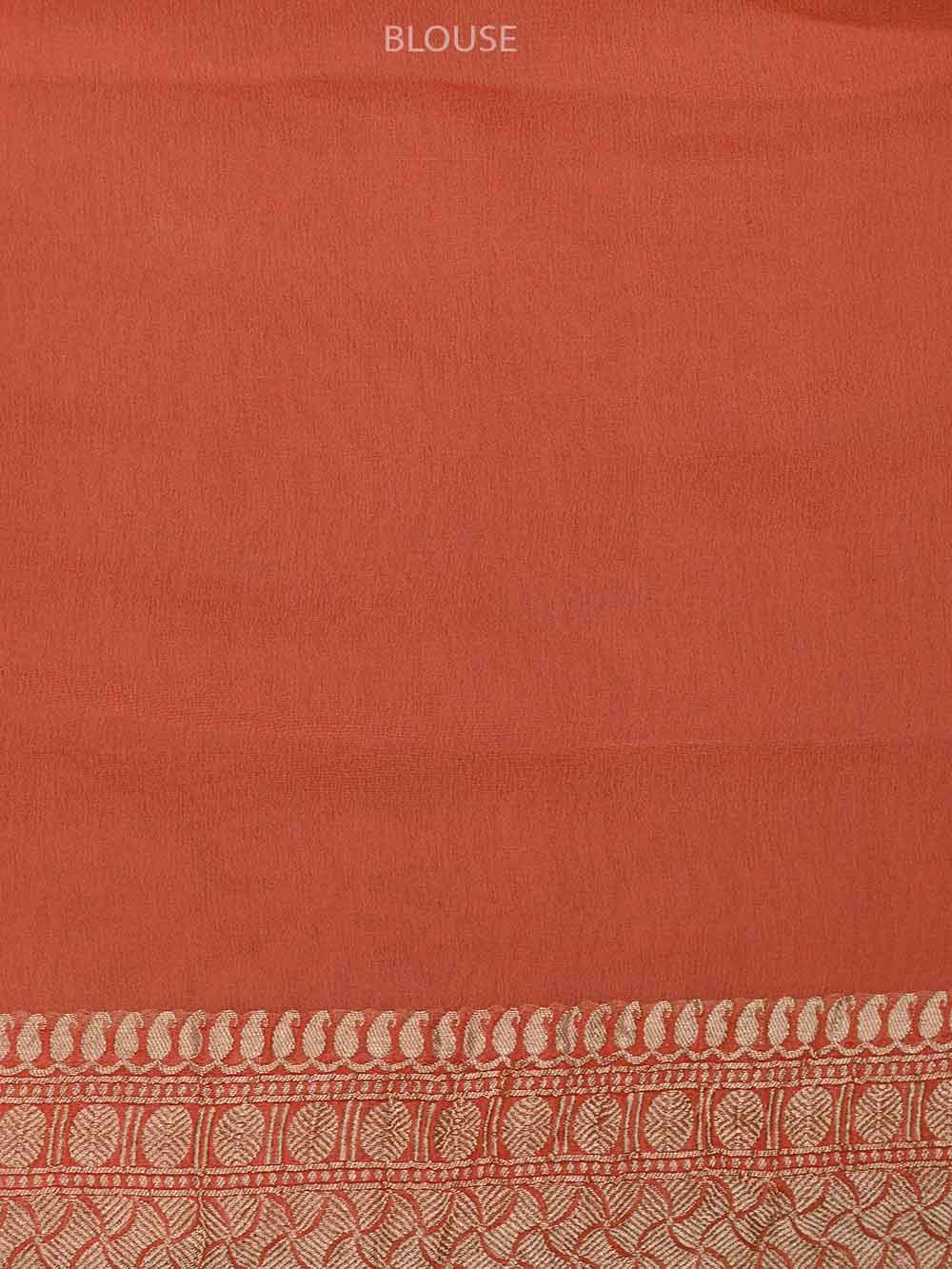 Peach Rangkat Khaddi Georgette Handloom Banarasi Saree - Sacred Weaves