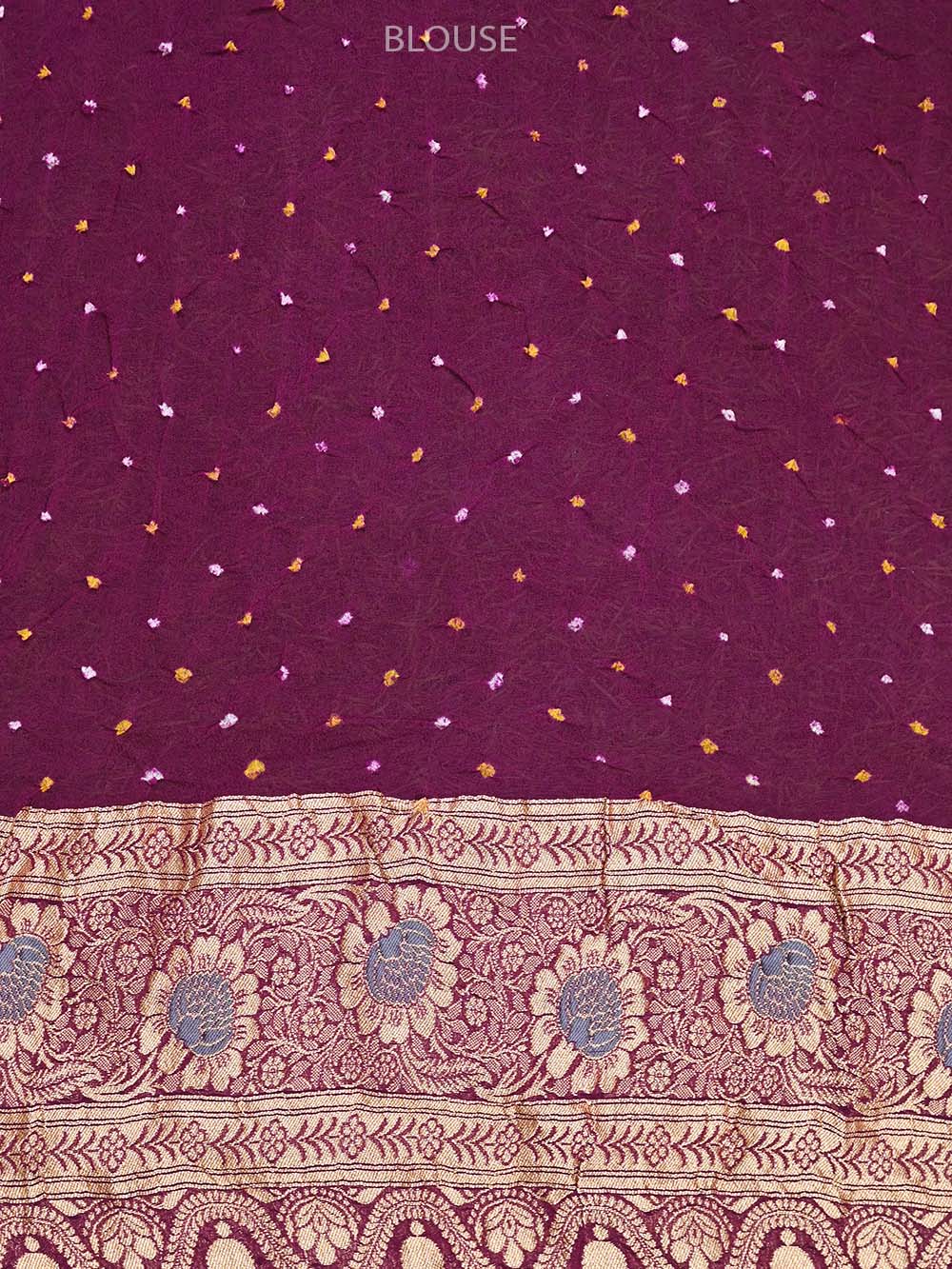 Wine Meenakari Jaal Bandhani Khaddi Georgette Handloom Banarasi Saree - Sacred Weaves