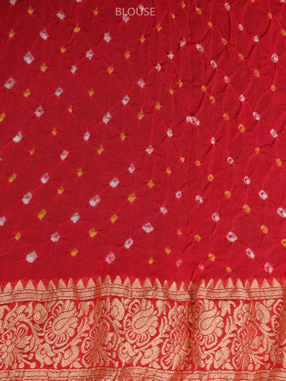 Dark Pink Green Bandhani Khaddi Georgette Handloom Banarasi Saree - Sacred Weaves