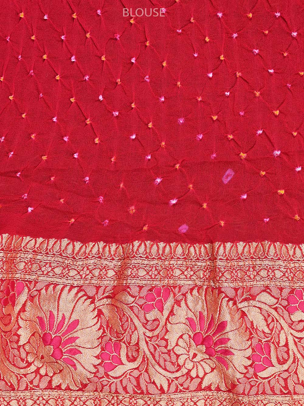 Dark Pink Meenakari Jaal Bandhani Khaddi Georgette Handloom Banarasi Saree - Sacred Weaves