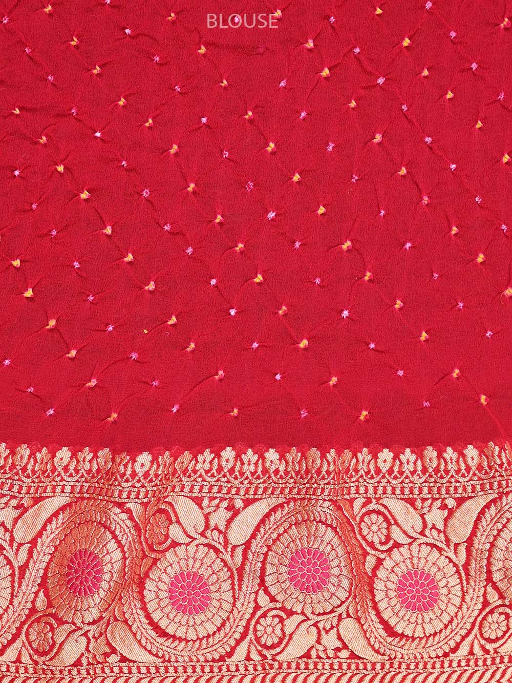 Dark Pink Meenakari Jaal Bandhani Khaddi Georgette Handloom Banarasi Saree - Sacred Weaves