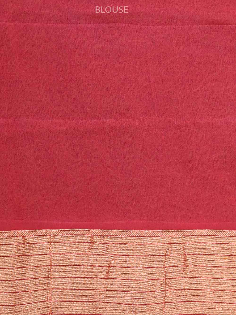 Coral Pink Meenakari Jaal Khaddi Georgette Handloom Banarasi Saree - Sacred Weaves