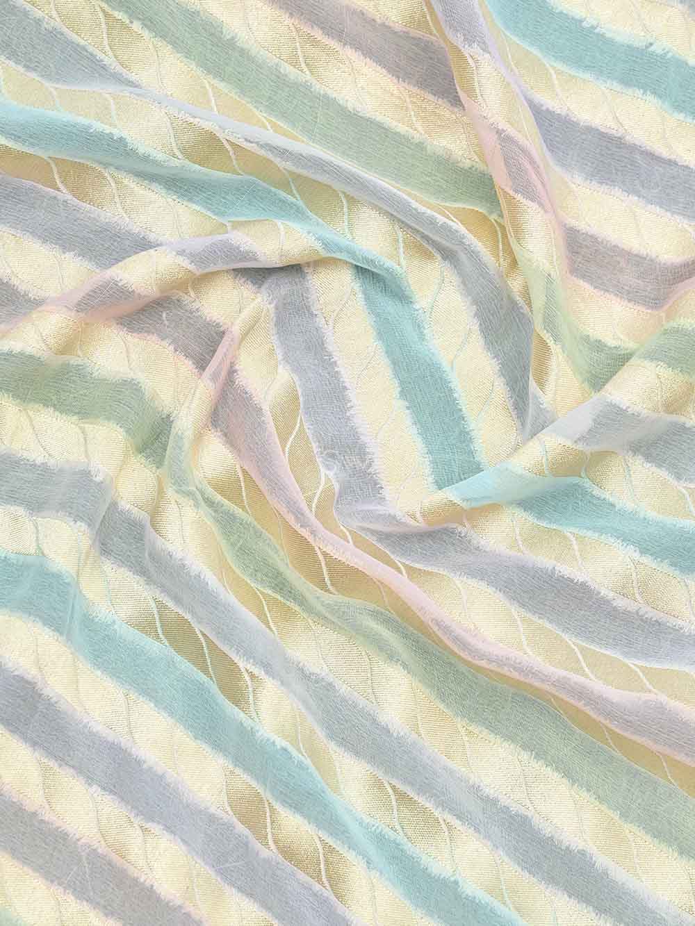 Mint Green Rangkat Khaddi Georgette Handloom Banarasi Saree - Sacred Weaves