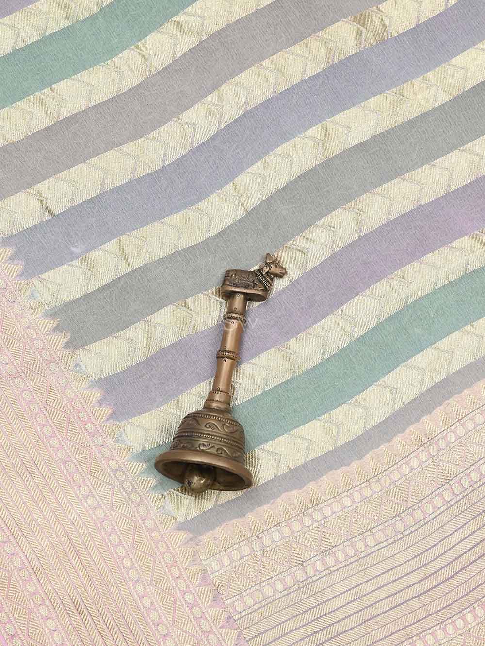 Pastel Pink Rangkat Khaddi Georgette Handloom Banarasi Saree - Sacred Weaves
