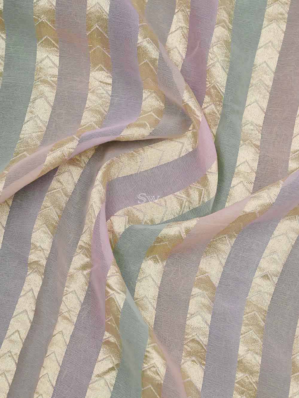 Pastel Pink Rangkat Khaddi Georgette Handloom Banarasi Saree - Sacred Weaves
