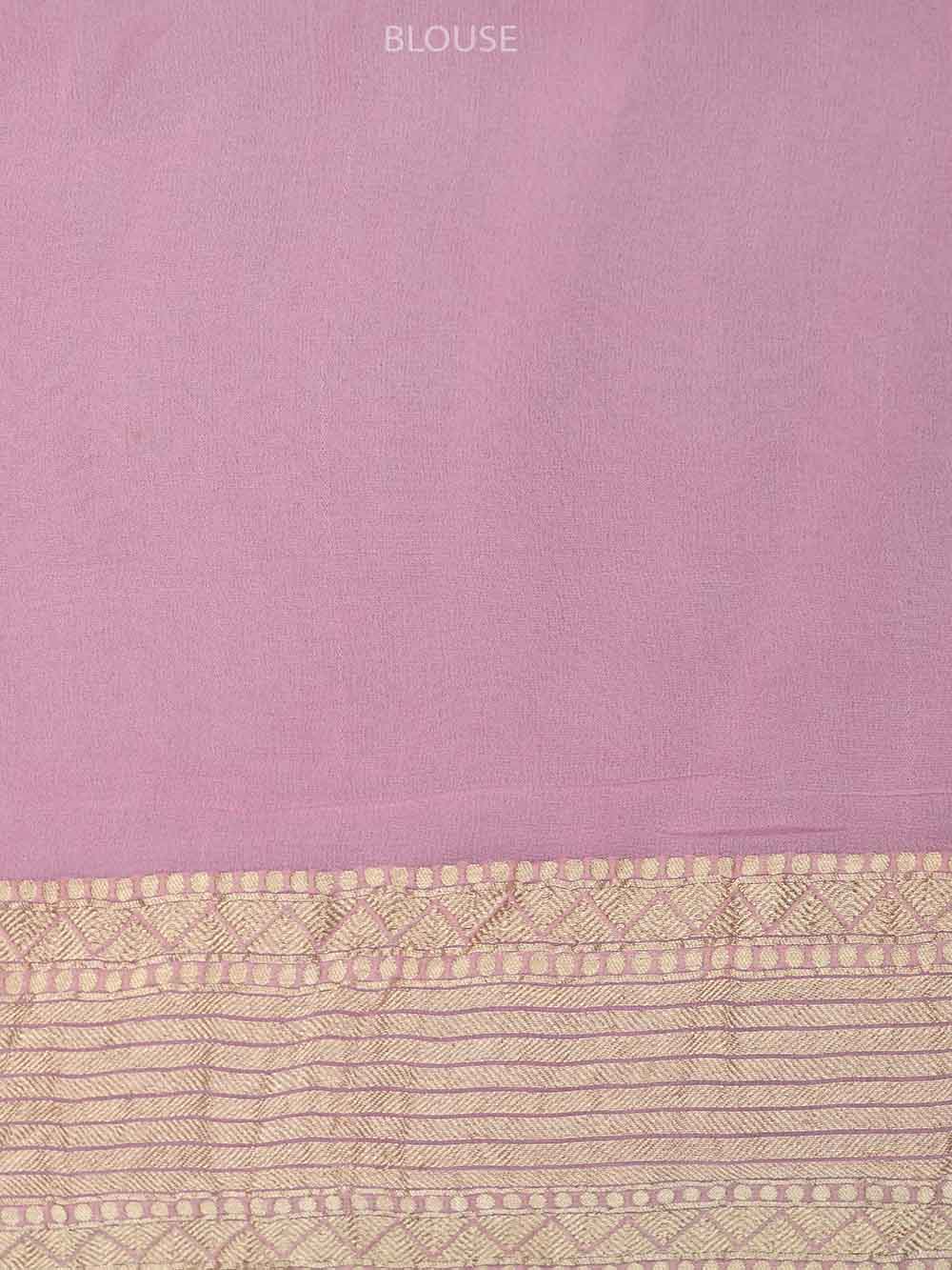 Pastel Pink Rangkat Khaddi Georgette Handloom Banarasi Saree - Sacred Weaves