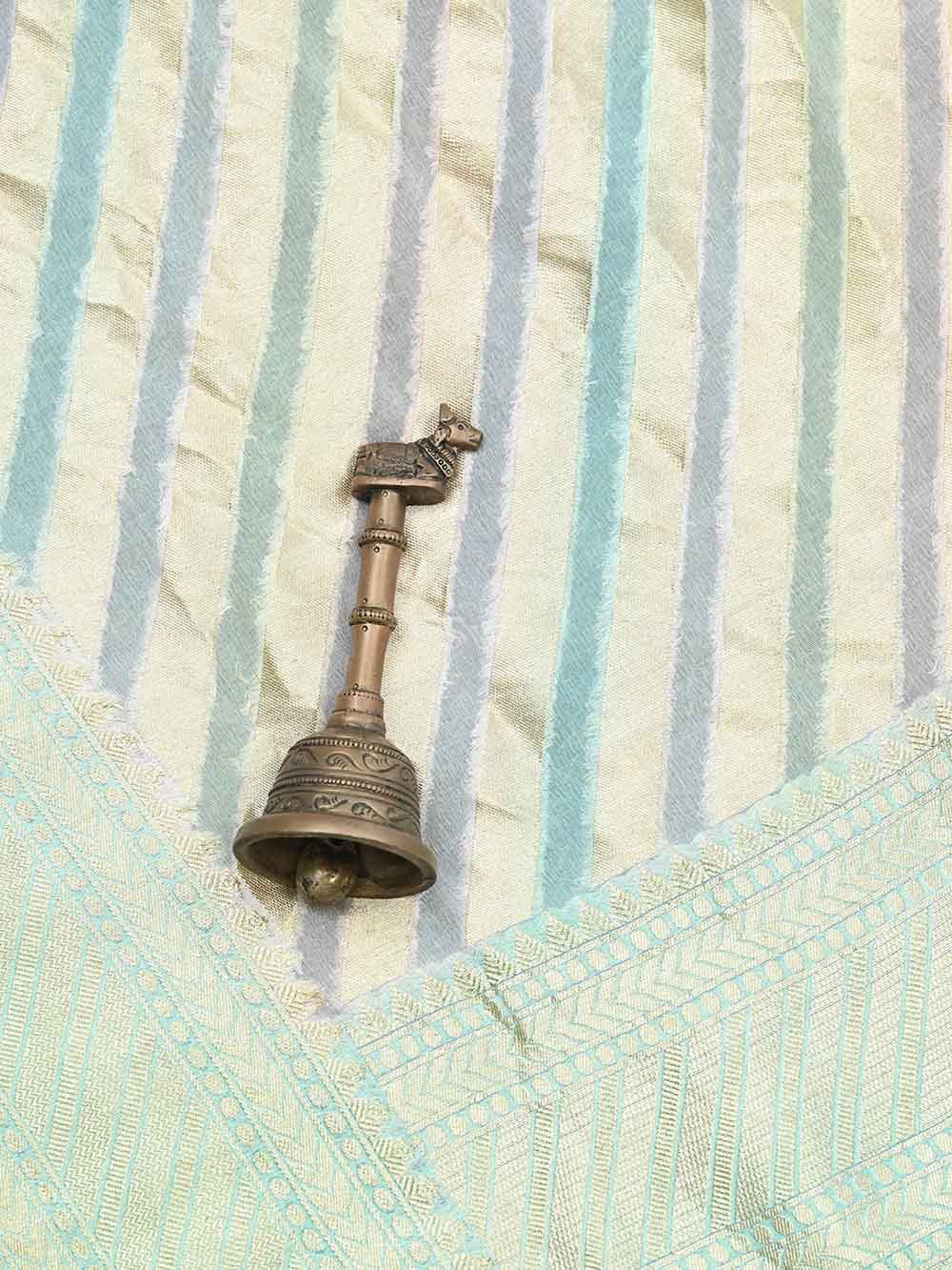 Mint Green Rangkat Khaddi Georgette Handloom Banarasi Saree - Sacred Weaves