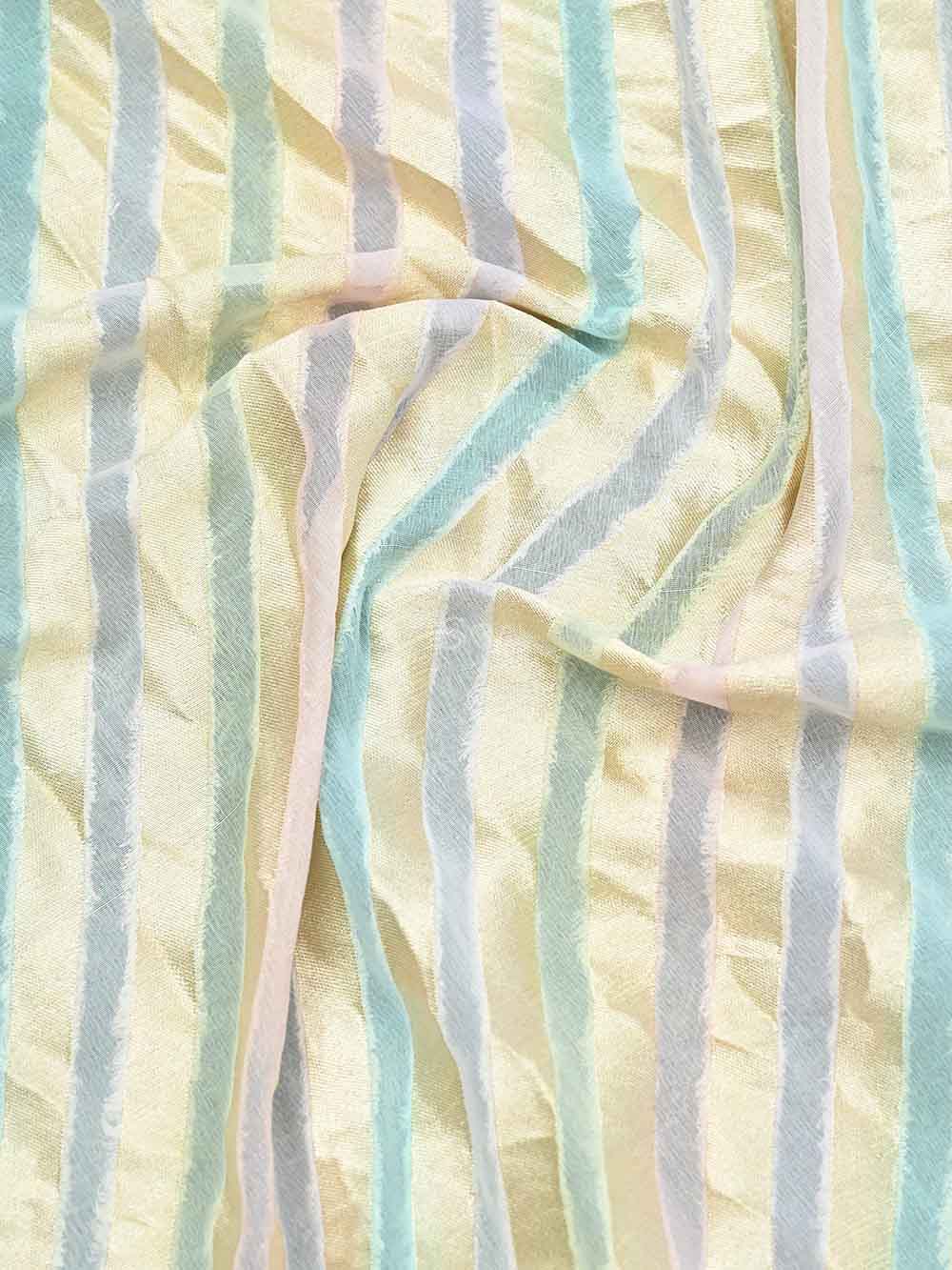 Mint Green Rangkat Khaddi Georgette Handloom Banarasi Saree - Sacred Weaves