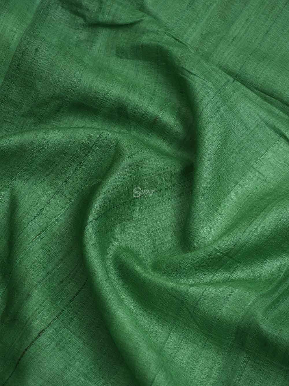 Green Tussar Silk Handloom Banarasi Suit - Sacred Weaves