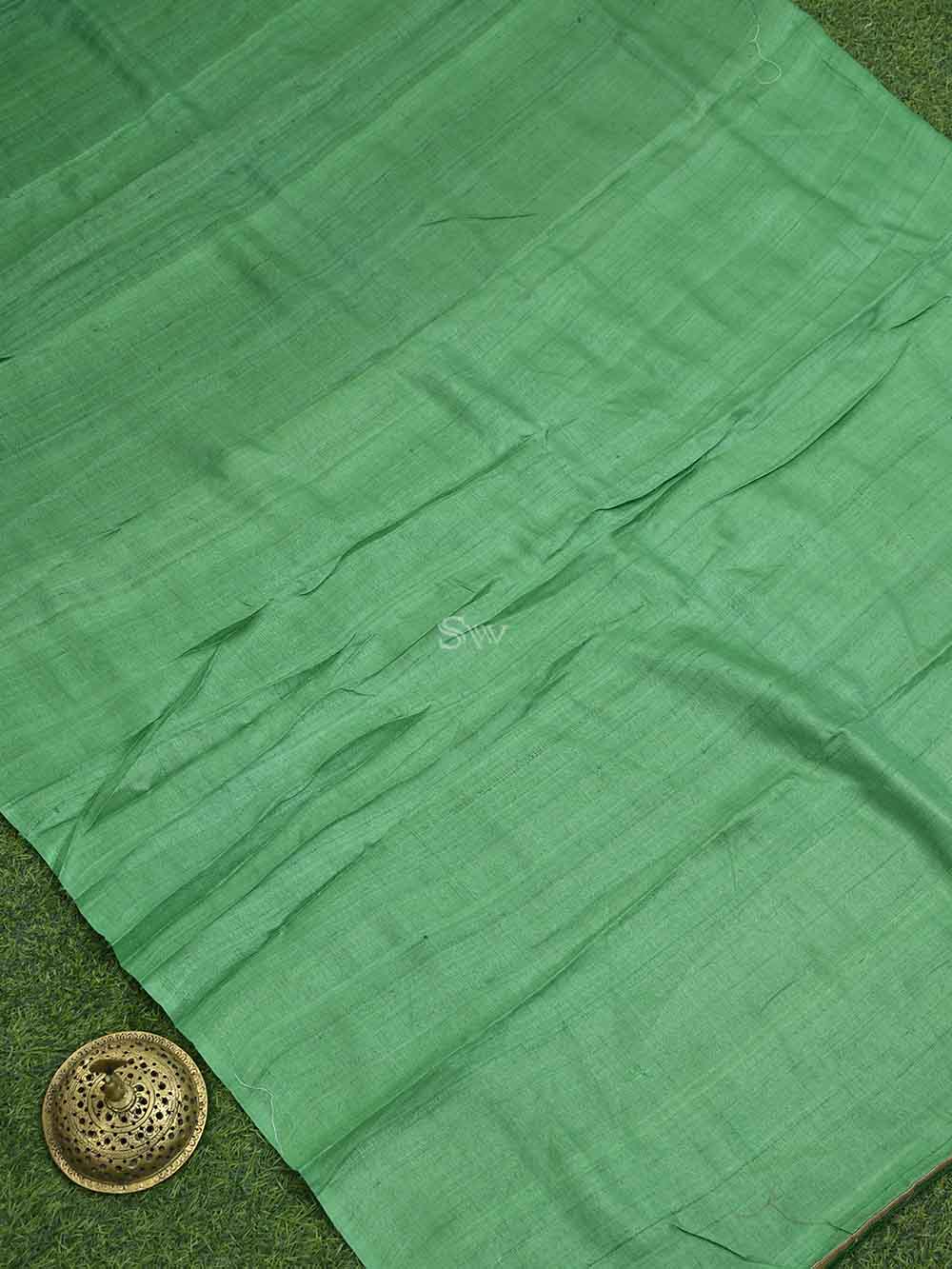 Green Tussar Silk Handloom Banarasi Suit - Sacred Weaves