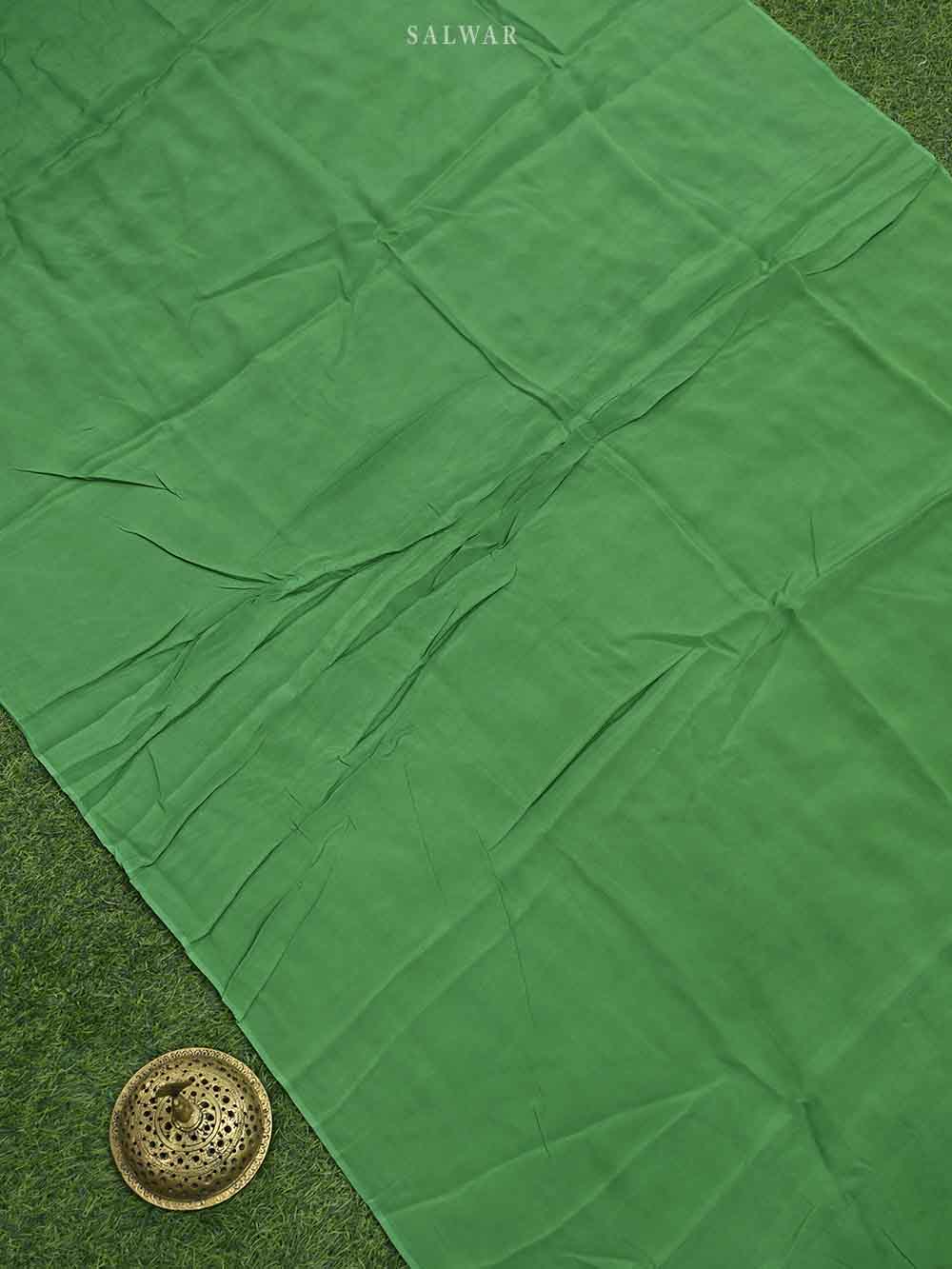 Green Tussar Silk Handloom Banarasi Suit - Sacred Weaves