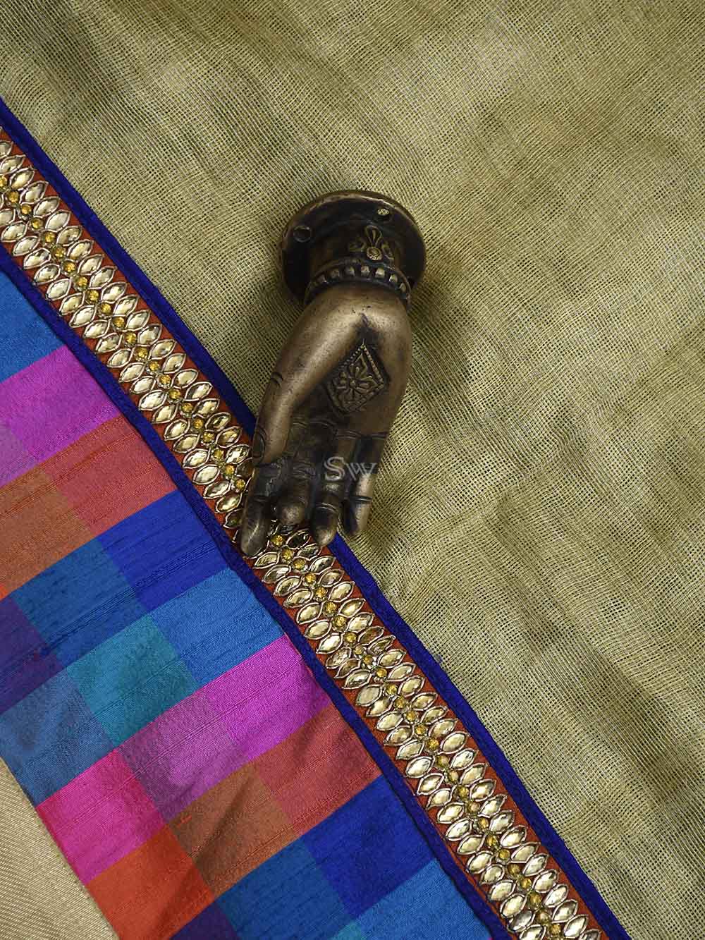 Green Tussar Silk Handloom Banarasi Suit - Sacred Weaves