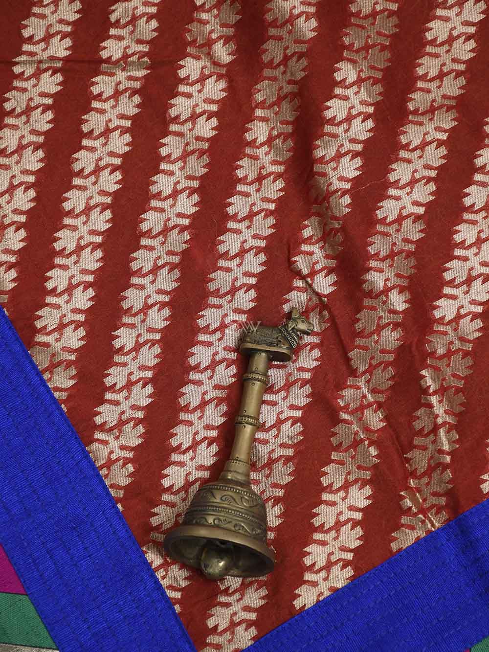 Navy Blue Tussar Silk Handloom Banarasi Suit - Sacred Weaves