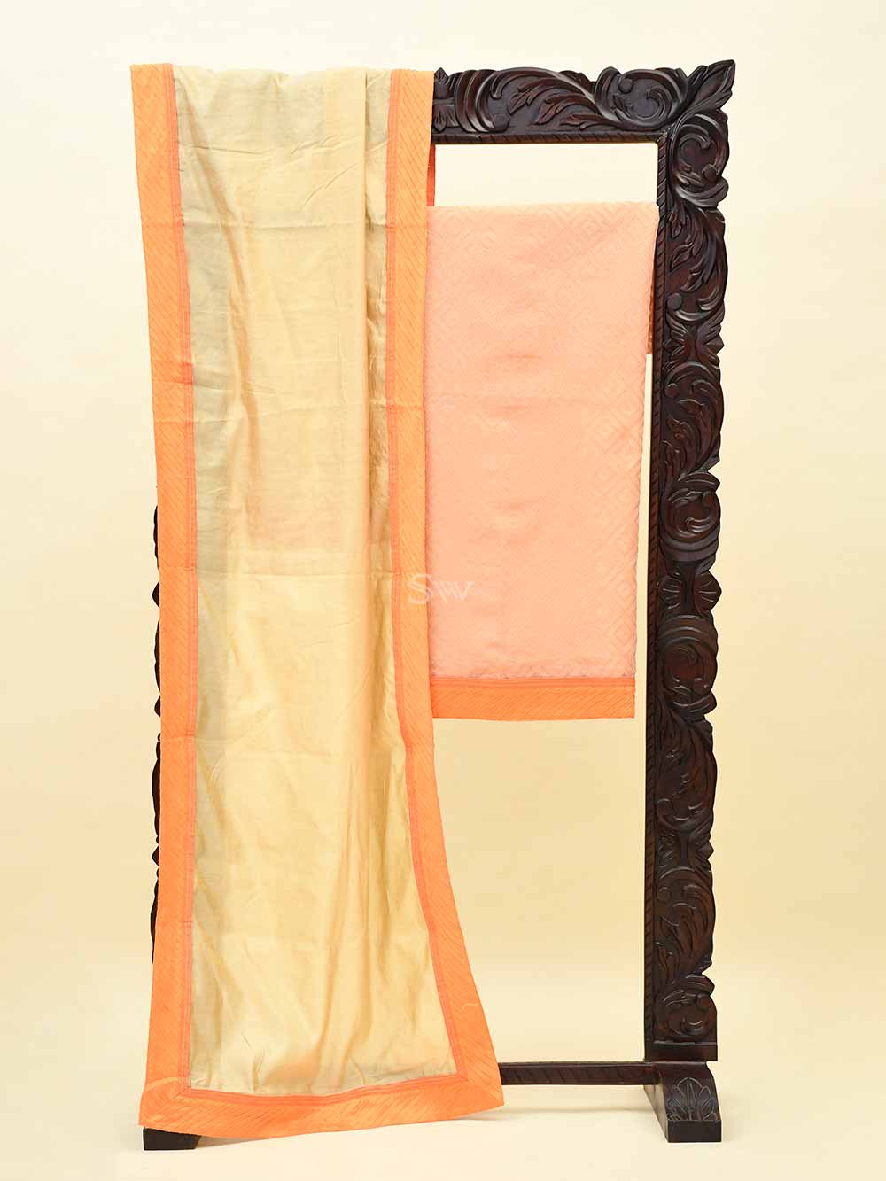 Orange Cotton Silk Handloom Banarasi Suit - Sacred Weaves