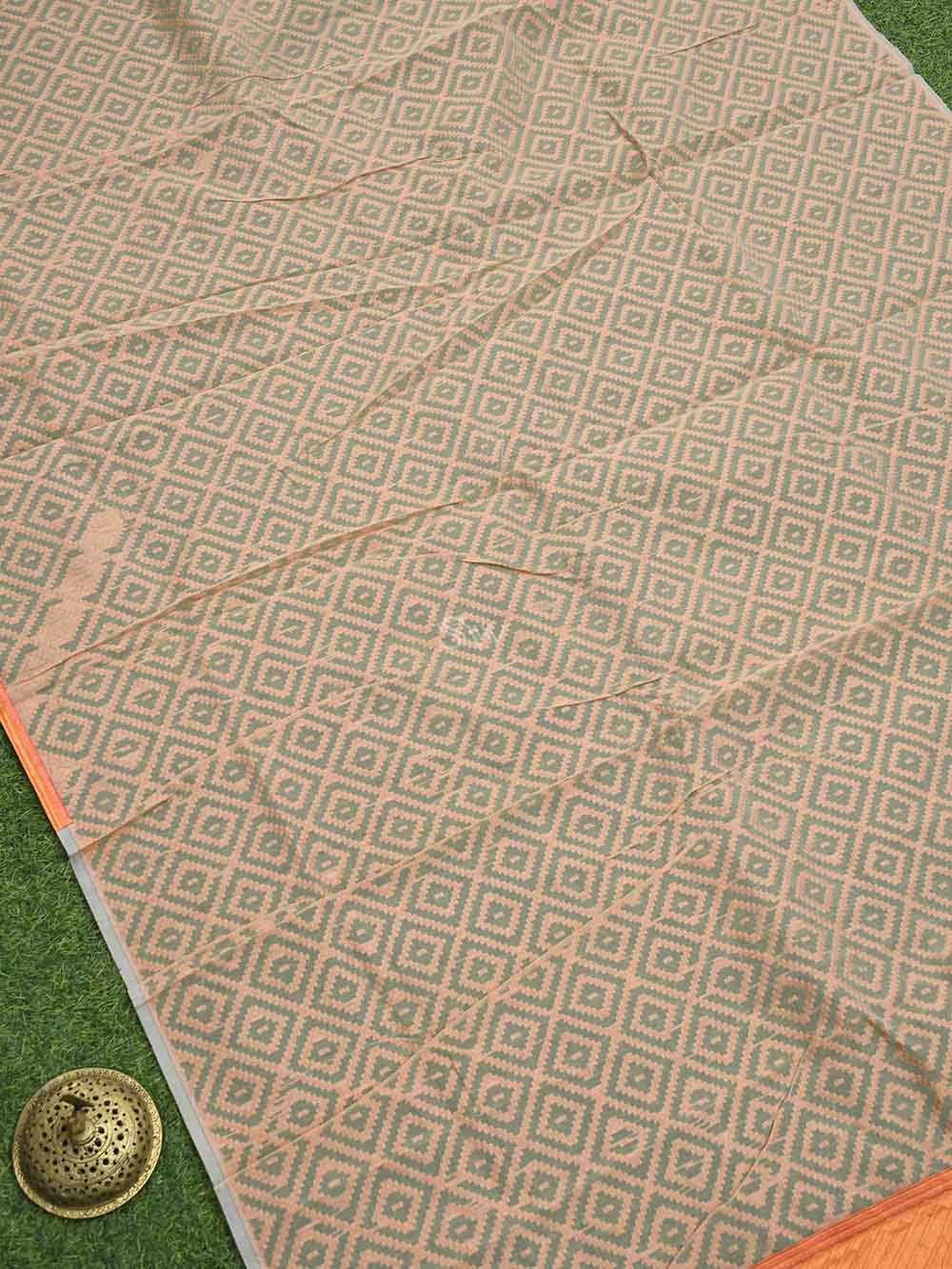 Orange Cotton Silk Handloom Banarasi Suit - Sacred Weaves