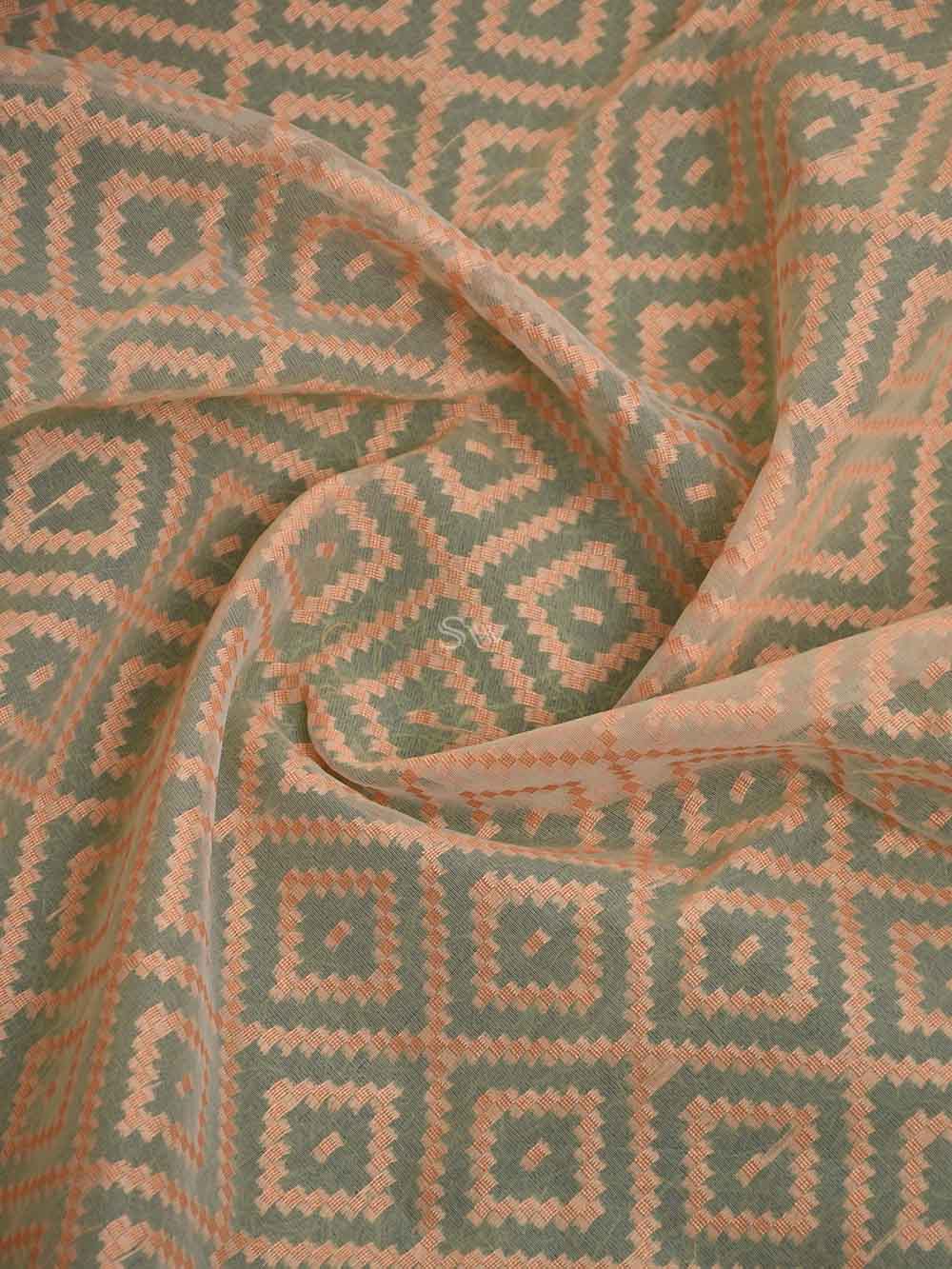 Orange Cotton Silk Handloom Banarasi Suit - Sacred Weaves