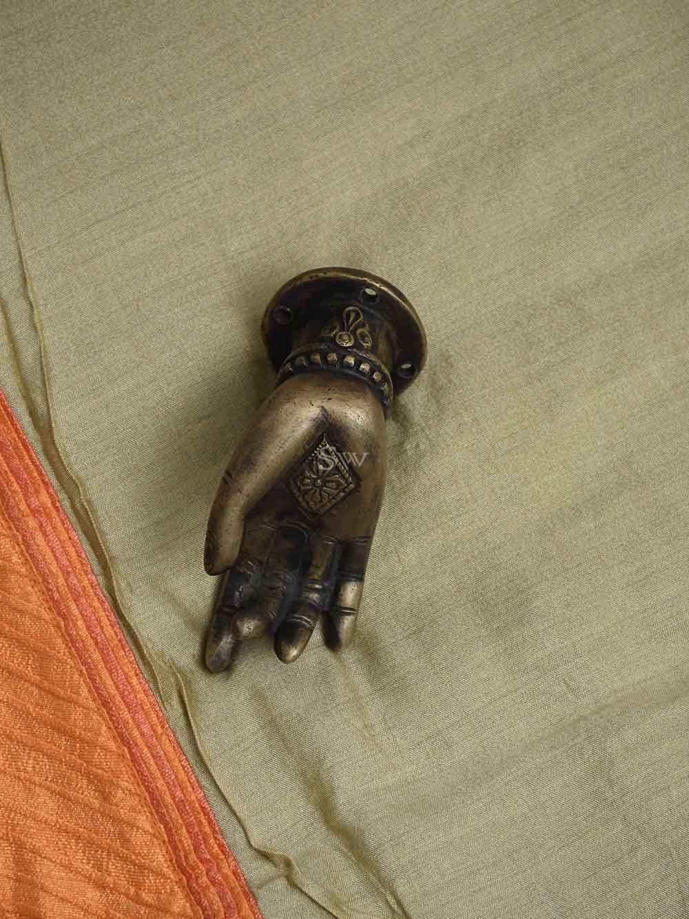 Orange Cotton Silk Handloom Banarasi Suit - Sacred Weaves