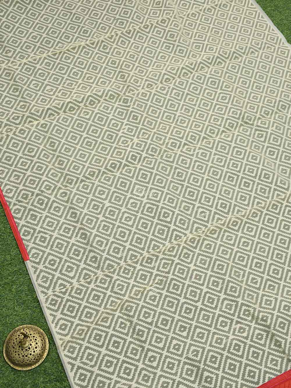 Cream Cotton Silk Handloom Banarasi Suit - Sacred Weaves