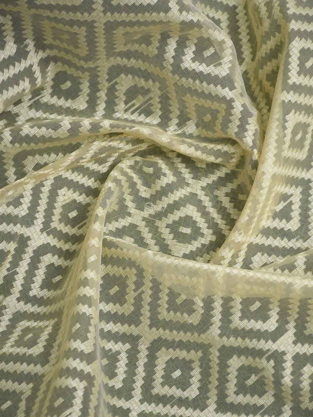 Cream Cotton Silk Handloom Banarasi Suit - Sacred Weaves