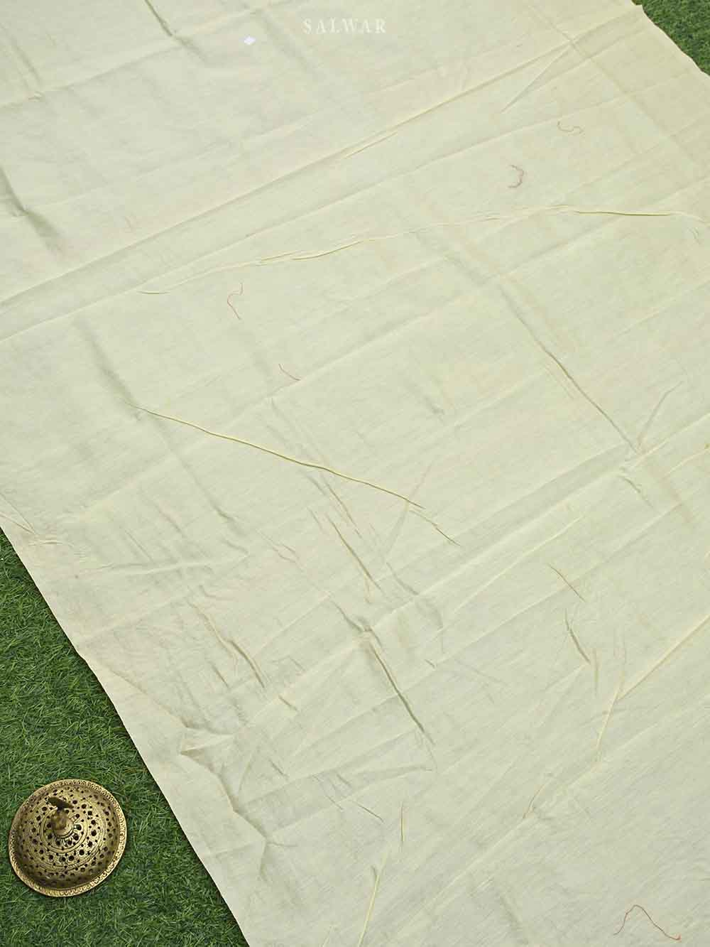 Cream Cotton Silk Handloom Banarasi Suit - Sacred Weaves