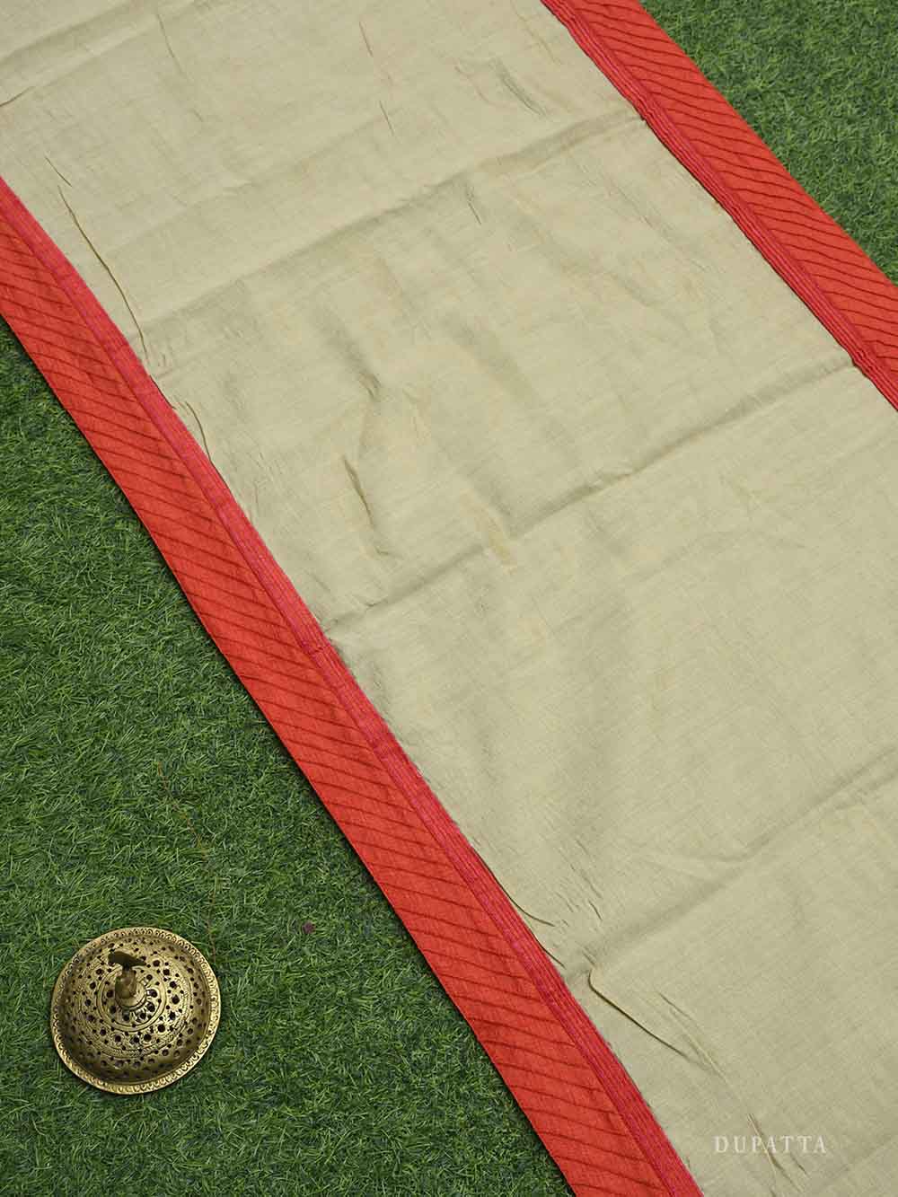 Cream Cotton Silk Handloom Banarasi Suit - Sacred Weaves
