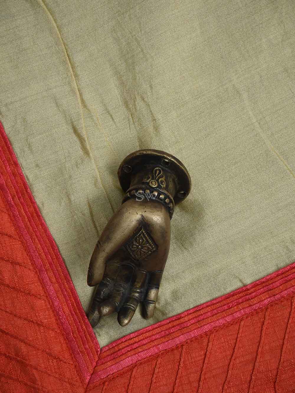 Cream Cotton Silk Handloom Banarasi Suit - Sacred Weaves