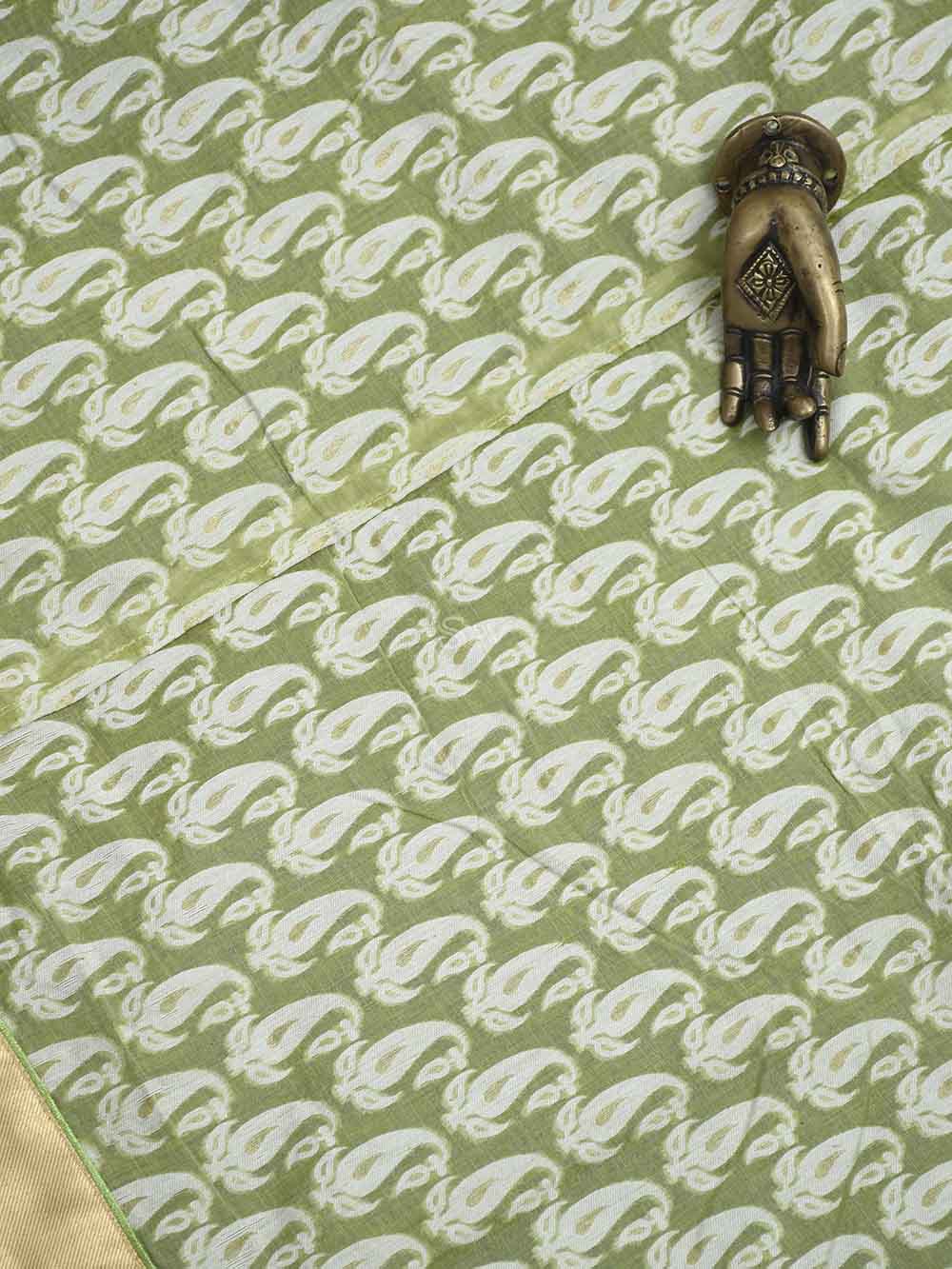 Green Cotton Silk Handloom Banarasi Suit - Sacred Weaves