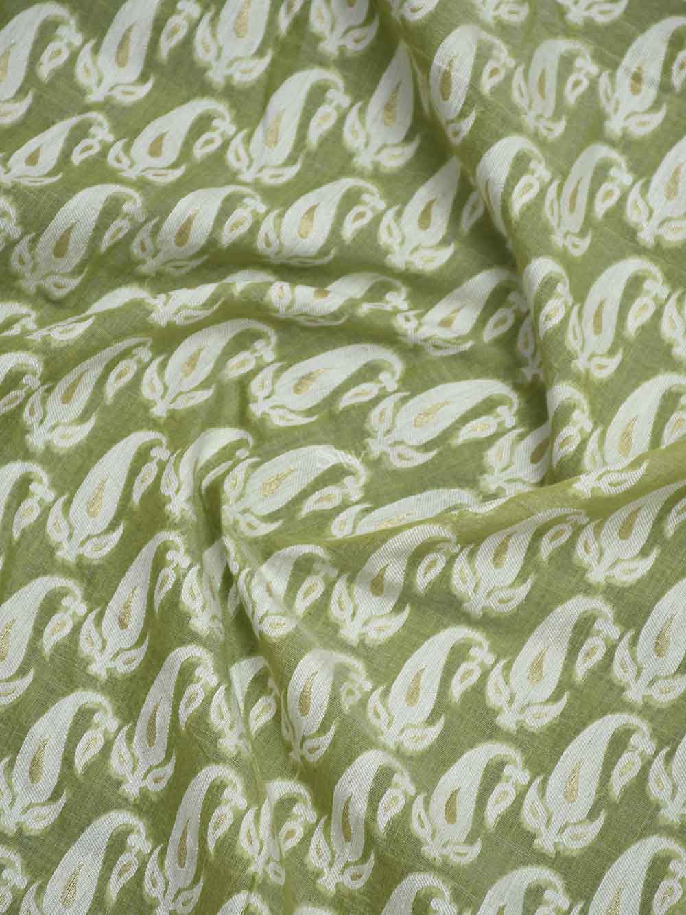 Green Cotton Silk Handloom Banarasi Suit - Sacred Weaves