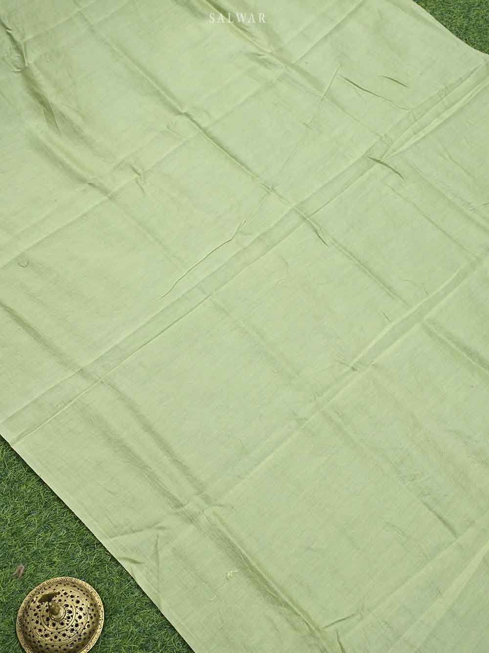 Green Cotton Silk Handloom Banarasi Suit - Sacred Weaves