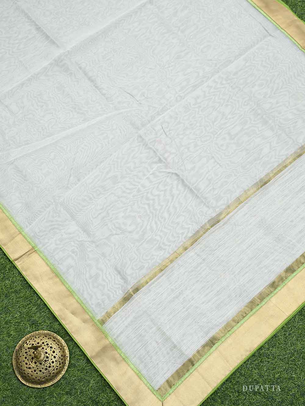 Green Cotton Silk Handloom Banarasi Suit - Sacred Weaves