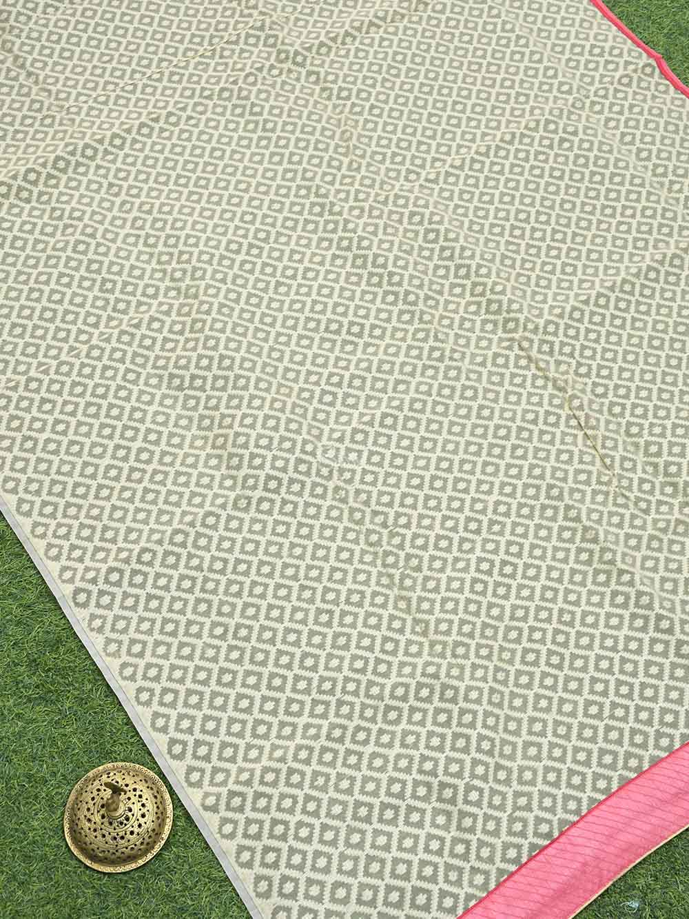 Beige Cotton Silk Handloom Banarasi Suit - Sacred Weaves 