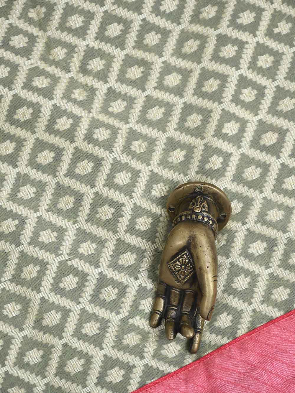 Beige Cotton Silk Handloom Banarasi Suit - Sacred Weaves 