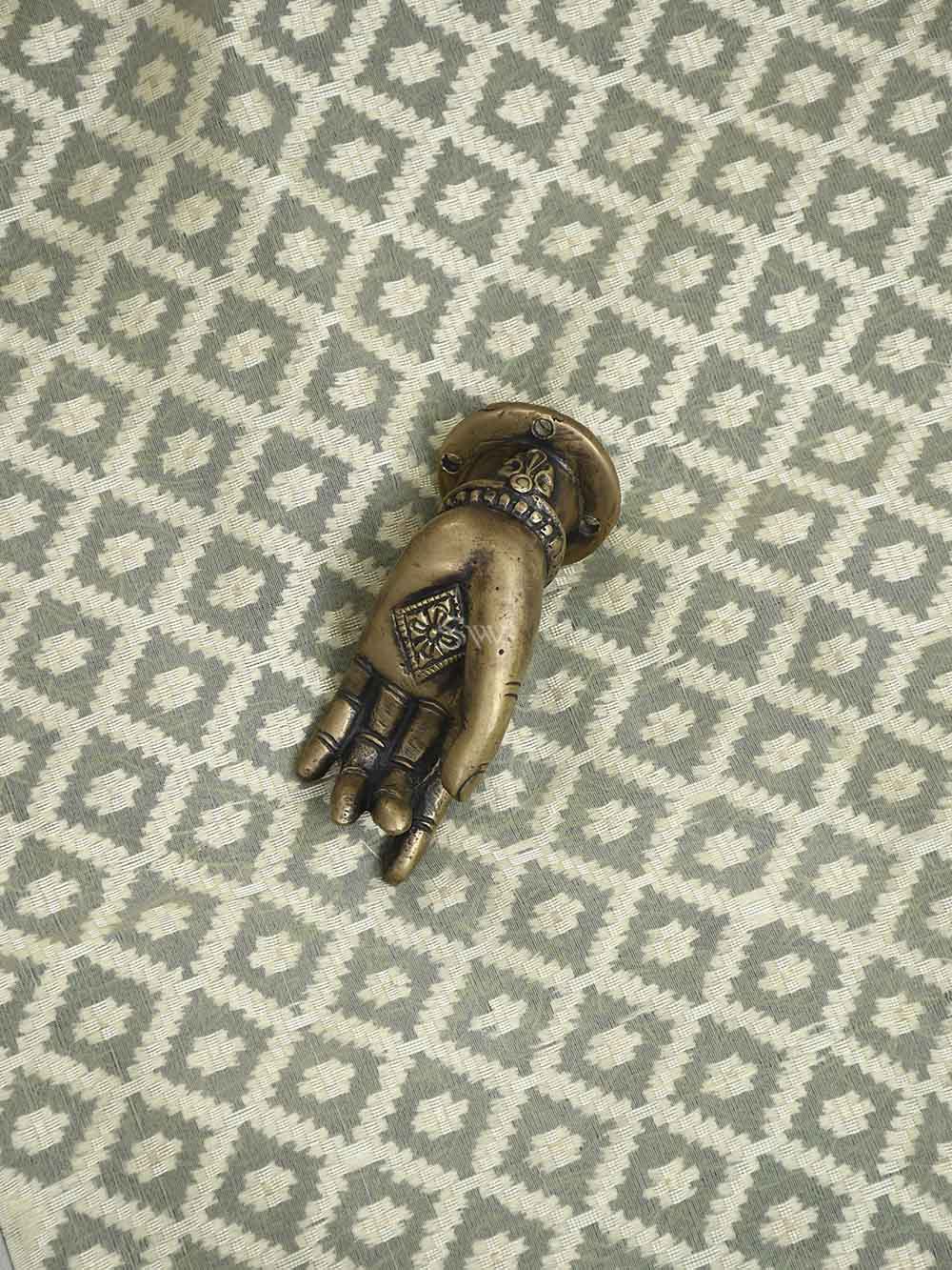 Beige Cotton Silk Handloom Banarasi Suit - Sacred Weaves 