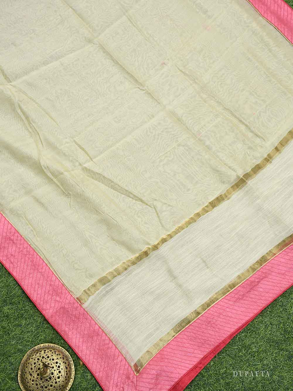Beige Cotton Silk Handloom Banarasi Suit - Sacred Weaves 