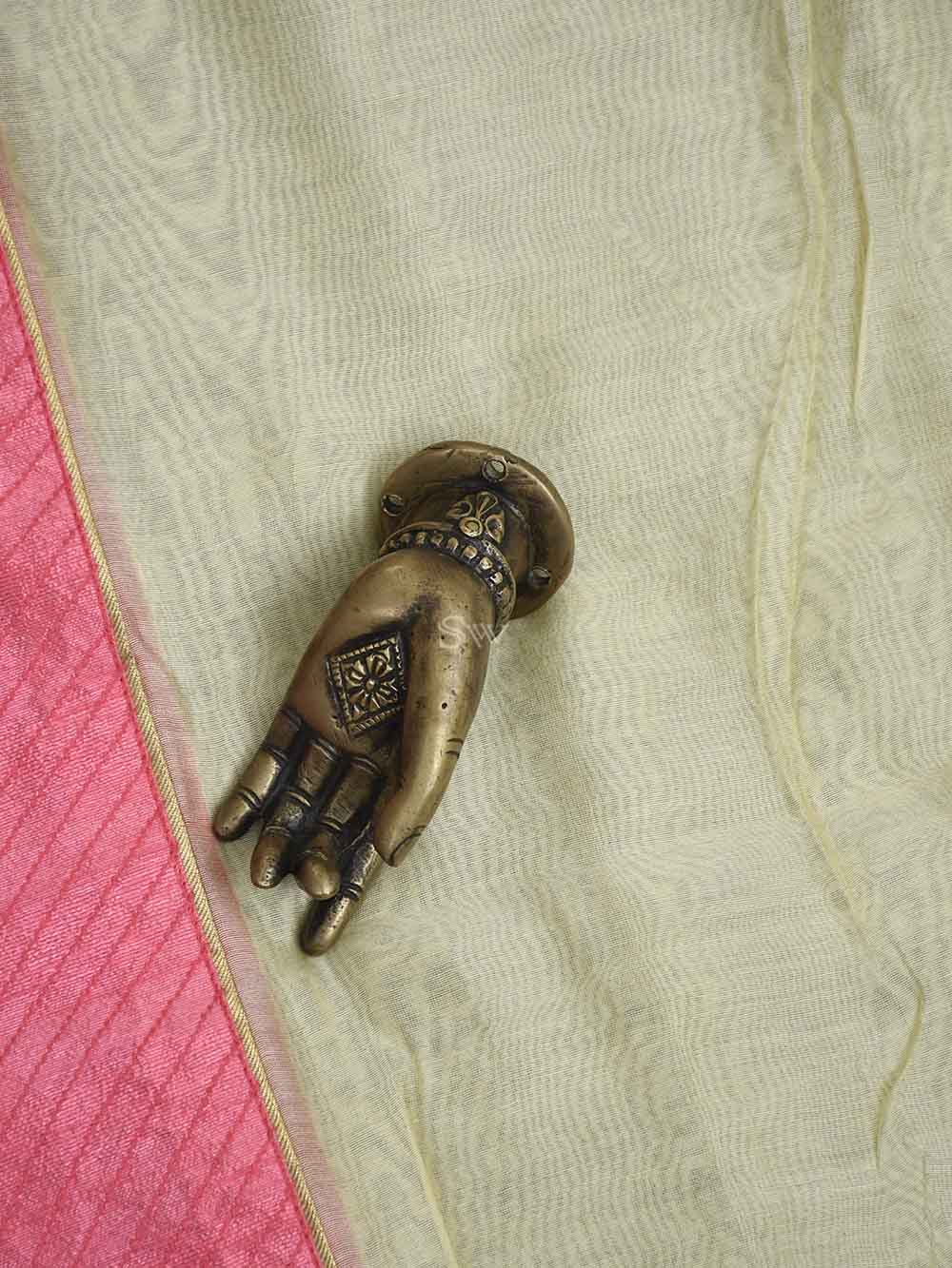 Beige Cotton Silk Handloom Banarasi Suit - Sacred Weaves 