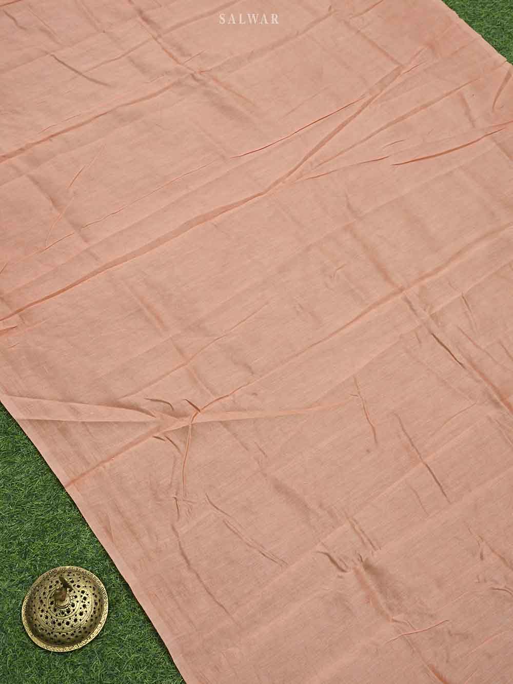 Peach Cotton Silk Handloom Banarasi Suit - Sacred Weaves