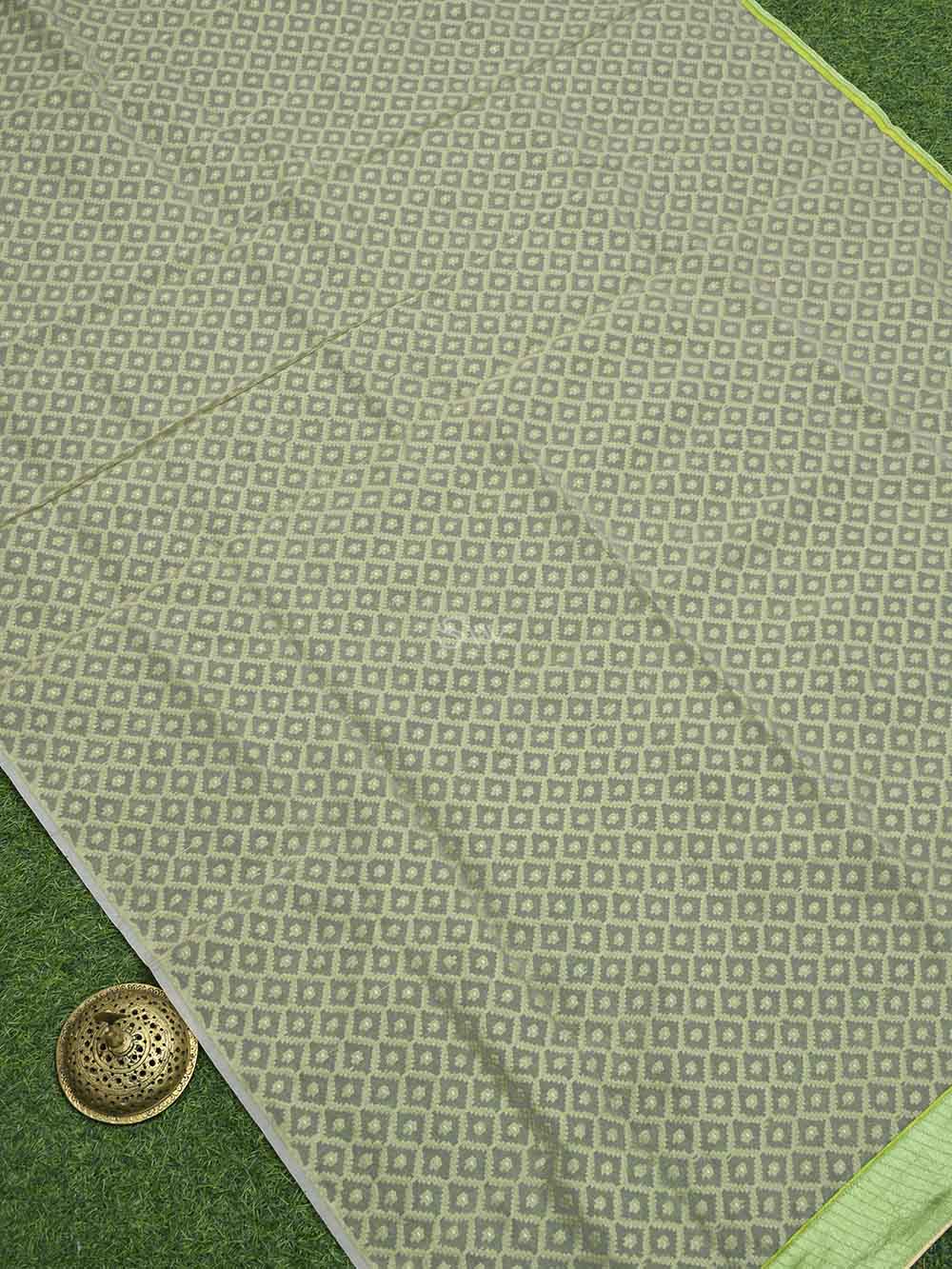 Green Cotton Silk Handloom Banarasi Suit - Sacred Weaves