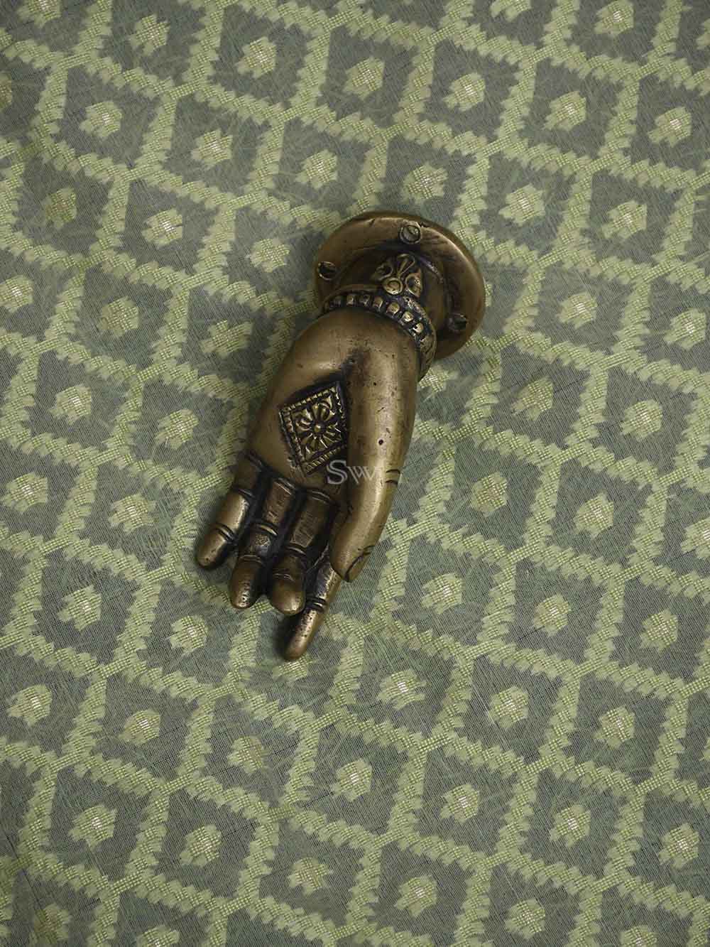 Green Cotton Silk Handloom Banarasi Suit - Sacred Weaves