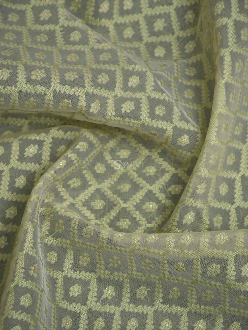 Green Cotton Silk Handloom Banarasi Suit - Sacred Weaves
