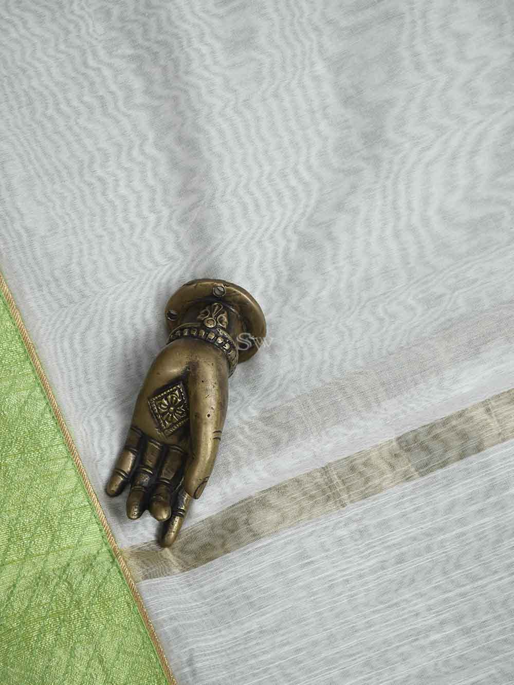 Green Cotton Silk Handloom Banarasi Suit - Sacred Weaves