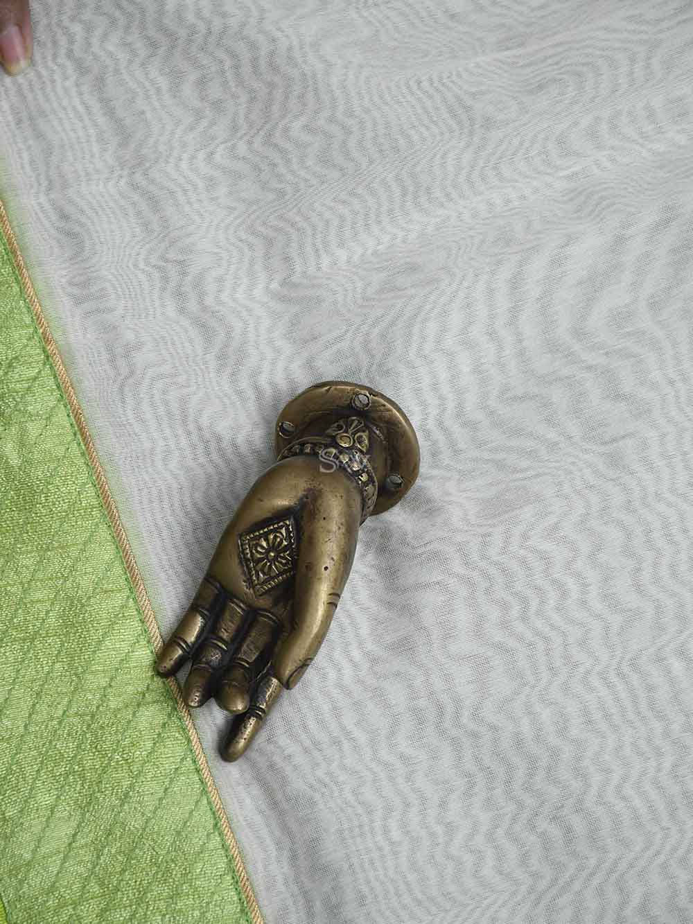 Green Cotton Silk Handloom Banarasi Suit - Sacred Weaves