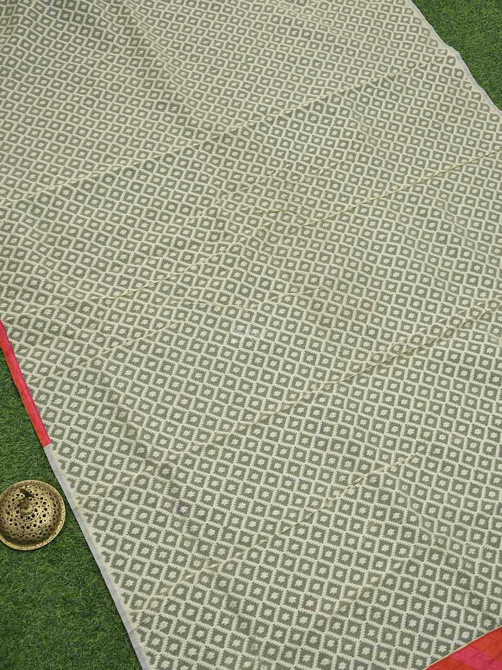 Cream Cotton Silk Handloom Banarasi Suit - Sacred Weaves
