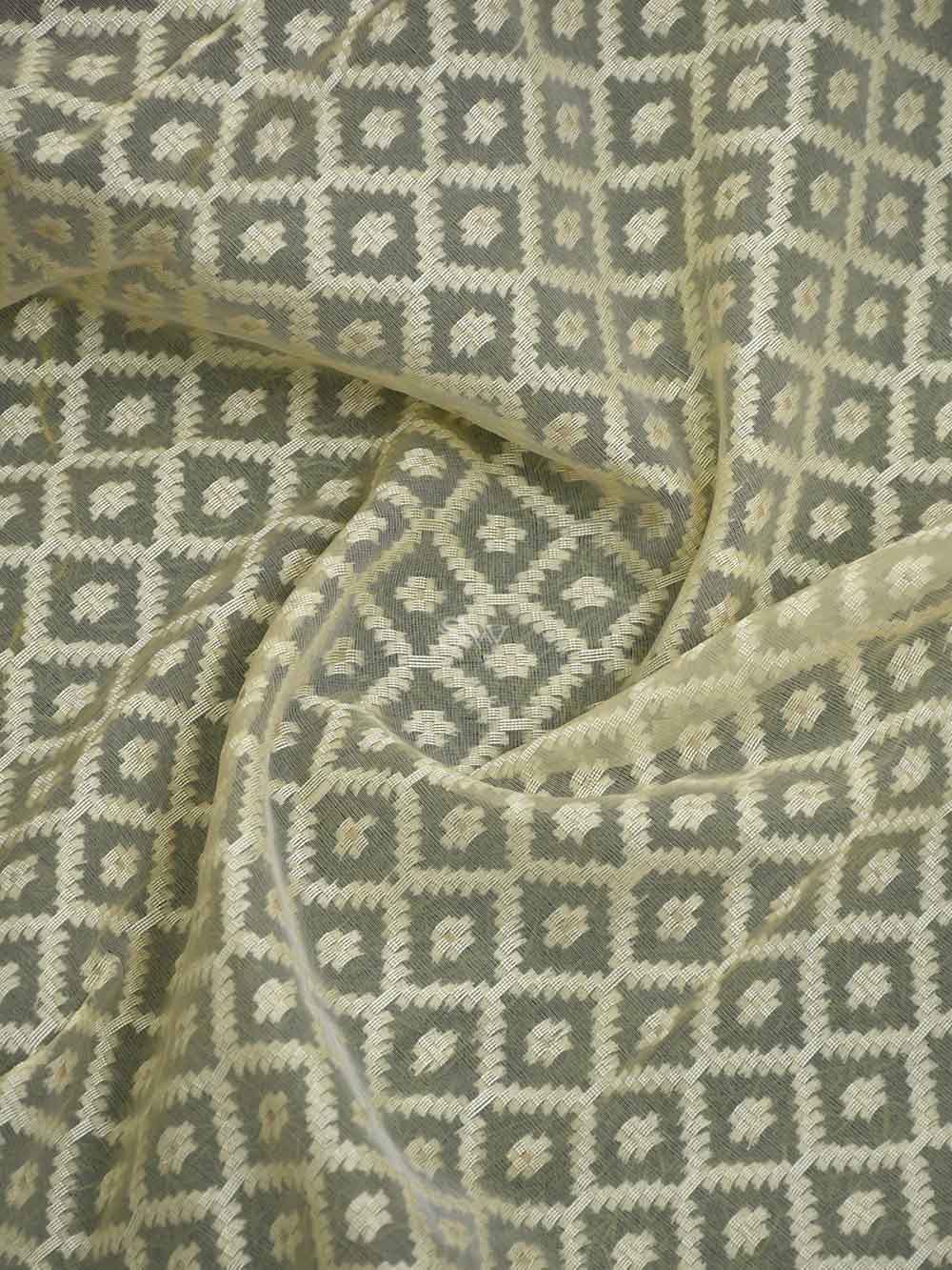 Cream Cotton Silk Handloom Banarasi Suit - Sacred Weaves